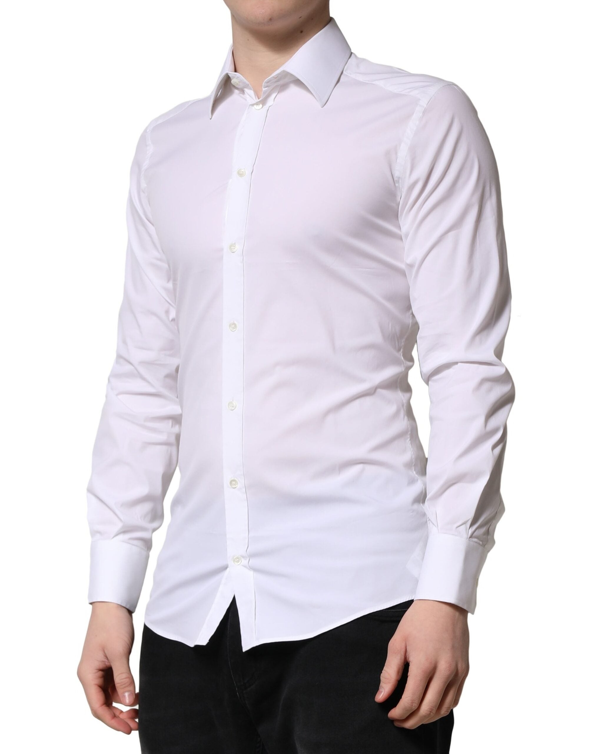 White GOLD Long Sleeves Men Dress Formal Shirt - ventzia