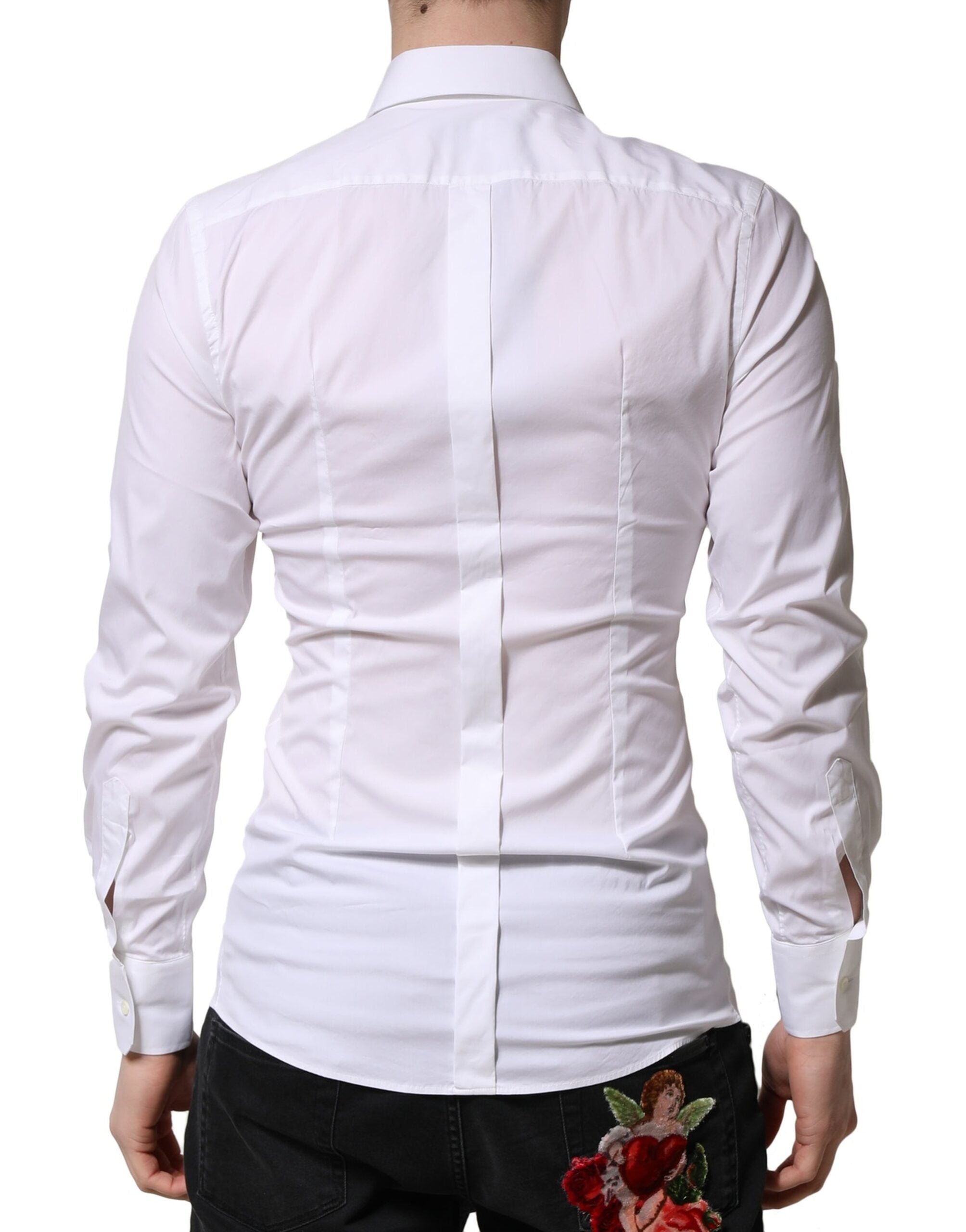 White GOLD Long Sleeves Men Dress Formal Shirt - ventzia