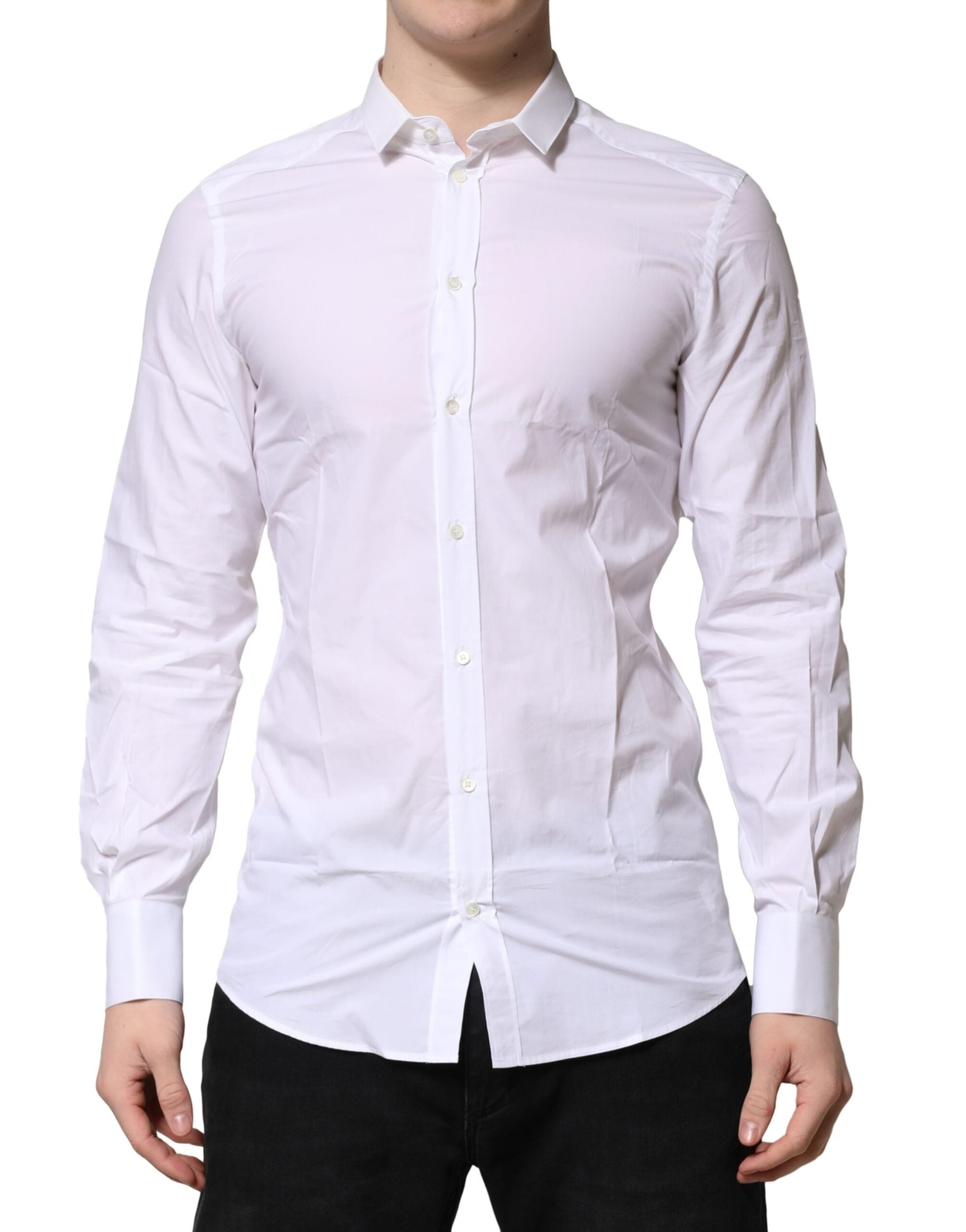 White Cotton GOLD Long Sleeves Formal Shirt - ventzia