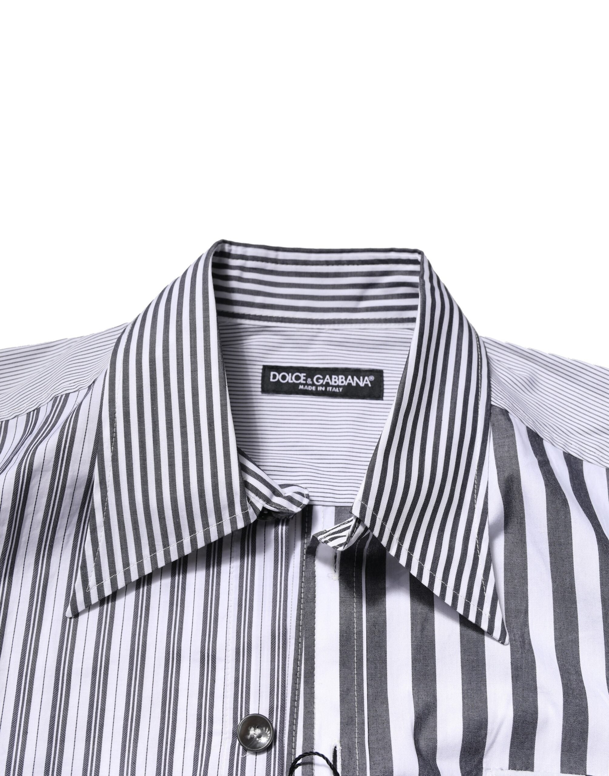 White Gray Striped Cotton Men Casual Shirt - ventzia