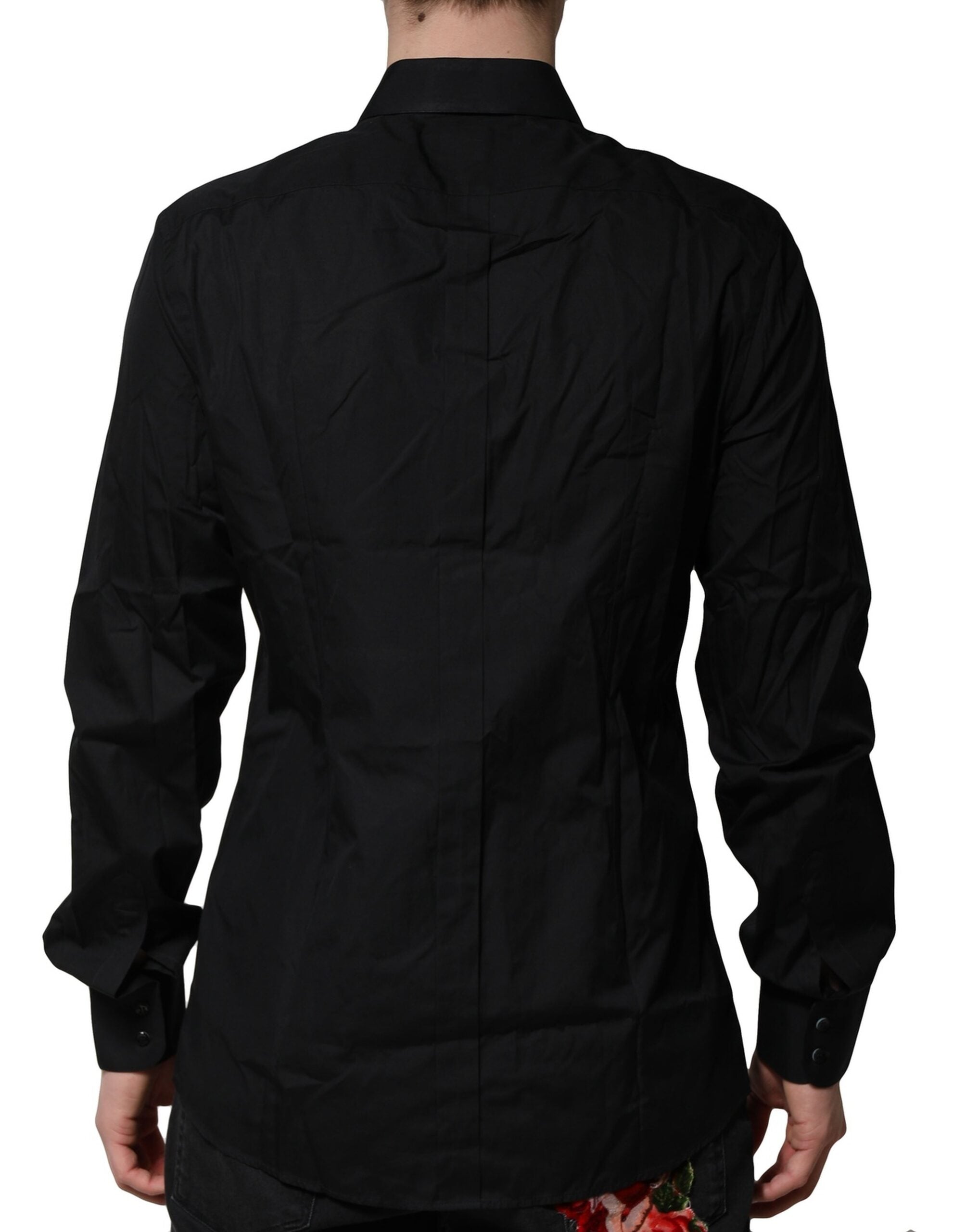 Black Cotton GOLD Mens Dress Formal Shirt - ventzia