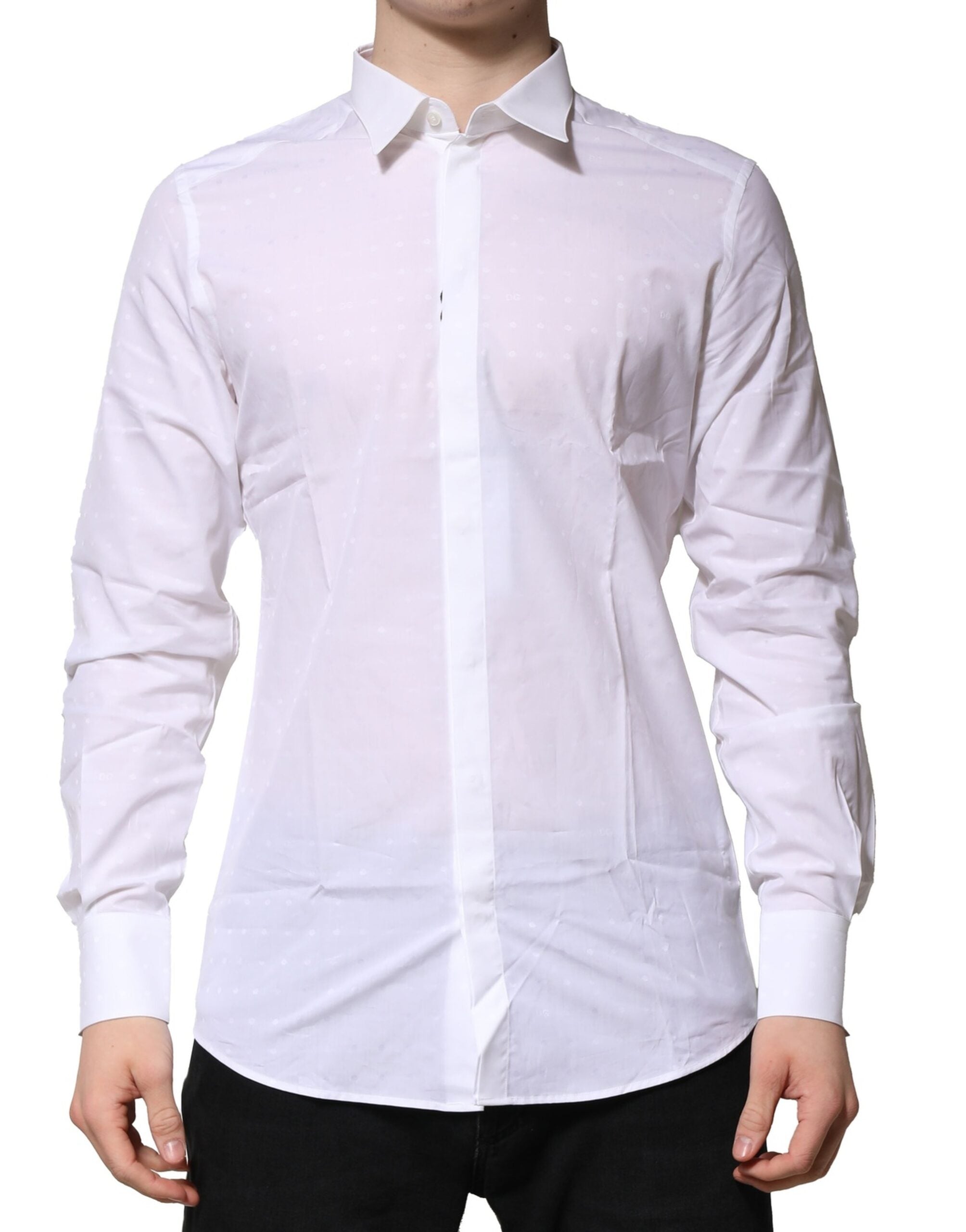White Cotton GOLD Long Sleeves Formal Shirt - ventzia