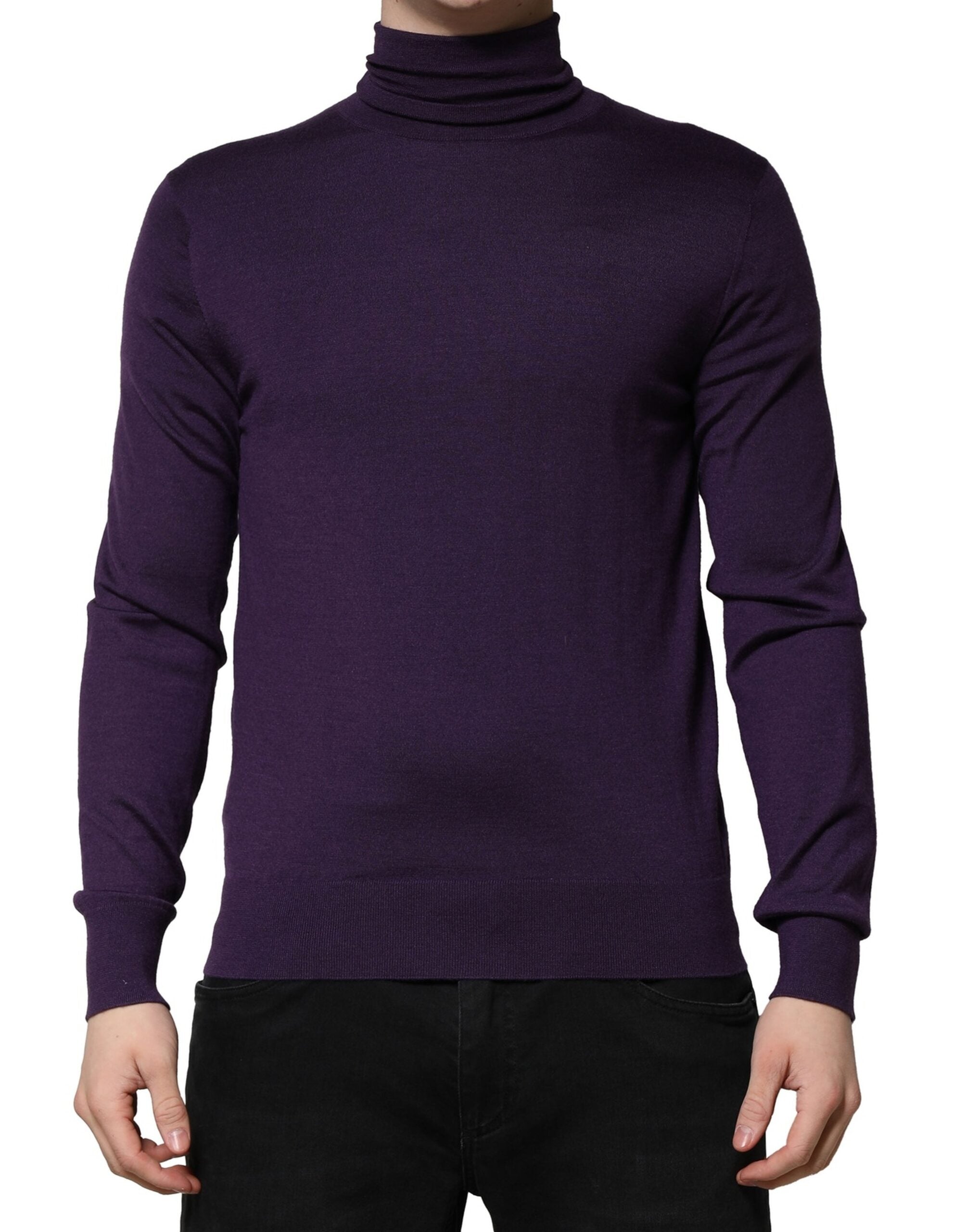 Purple Cashmere Turtleneck Pullover Sweater - ventzia