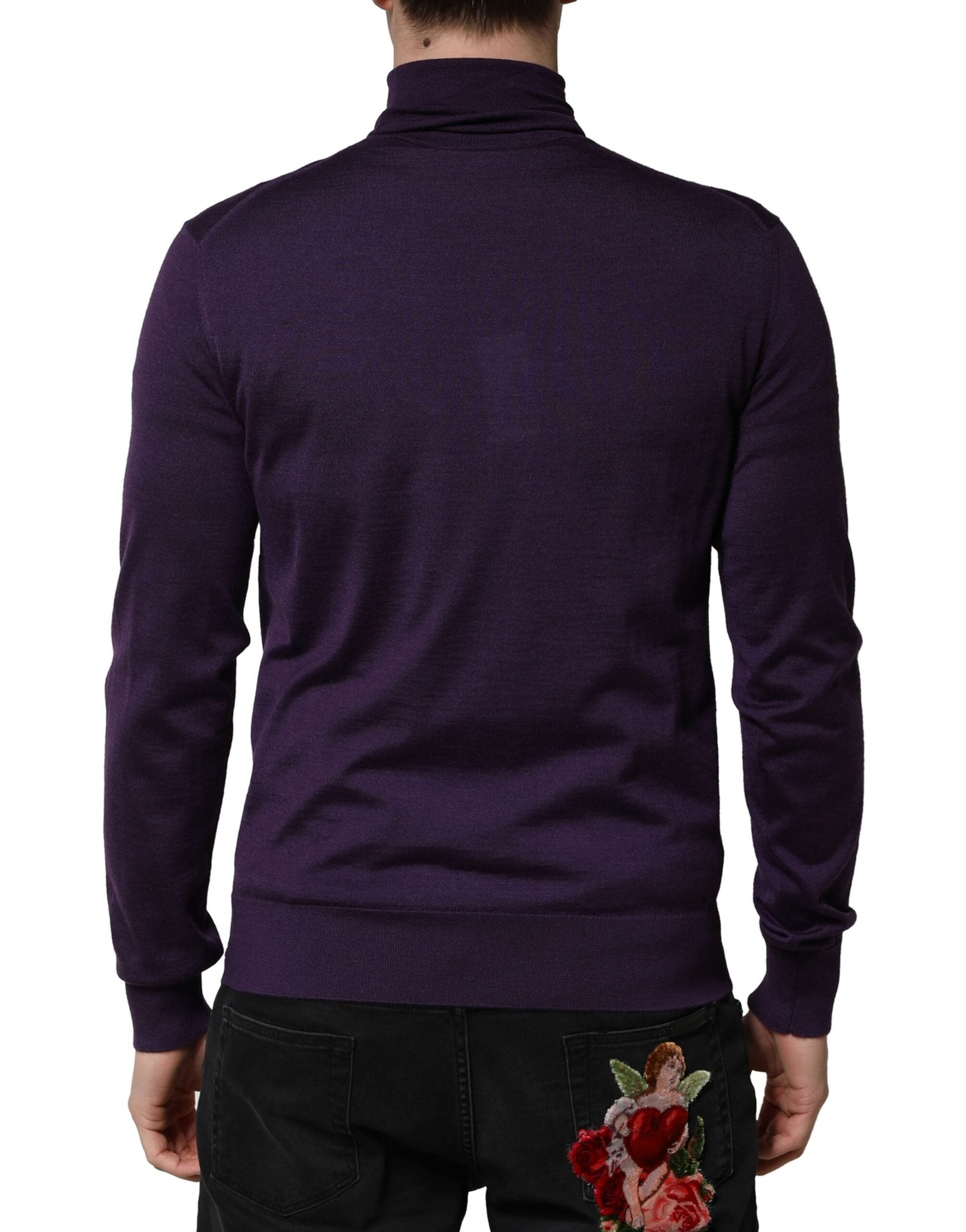 Purple Cashmere Turtleneck Pullover Sweater - ventzia