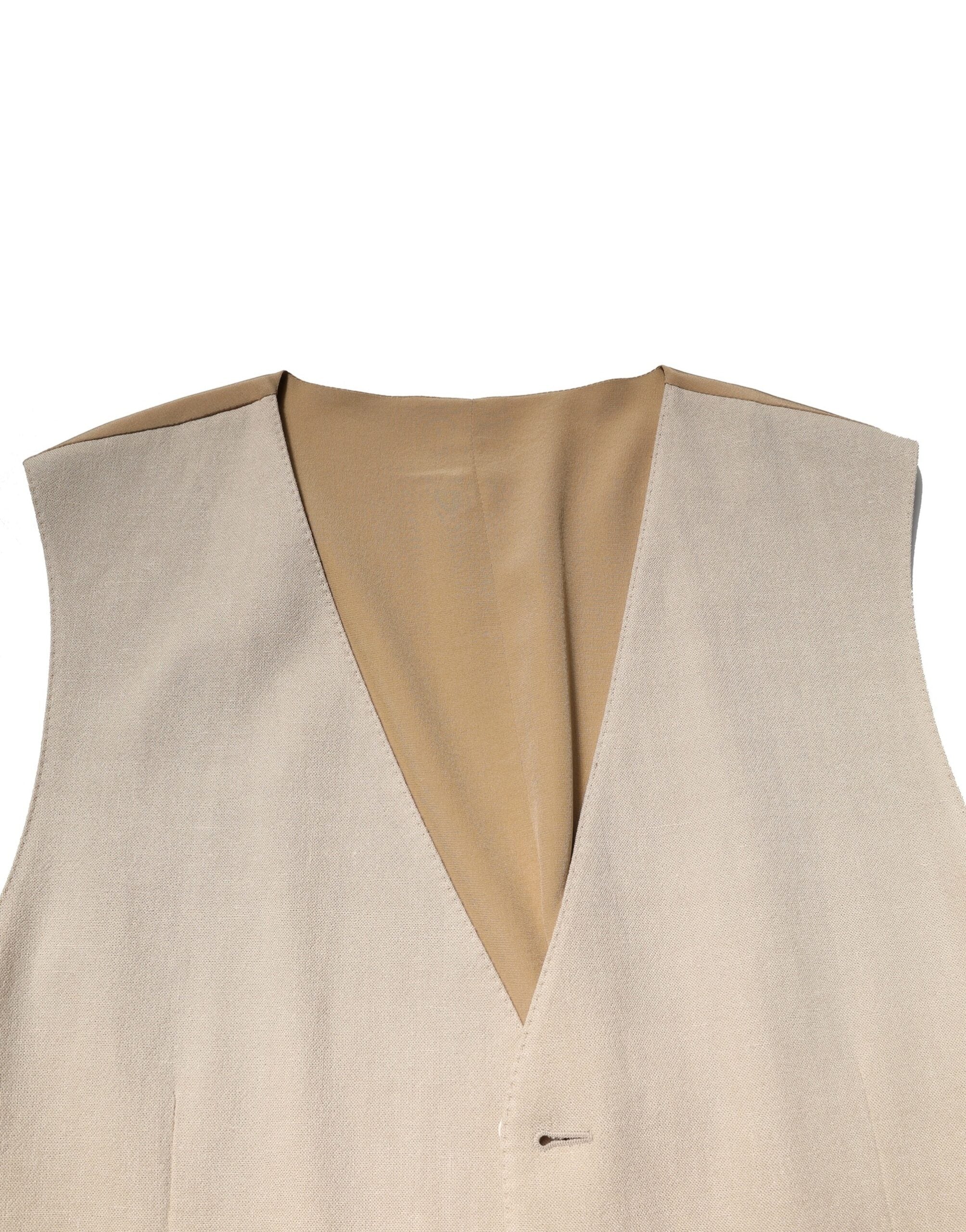 Beige Linen Dress Formal Men Waistcoat Vest - ventzia