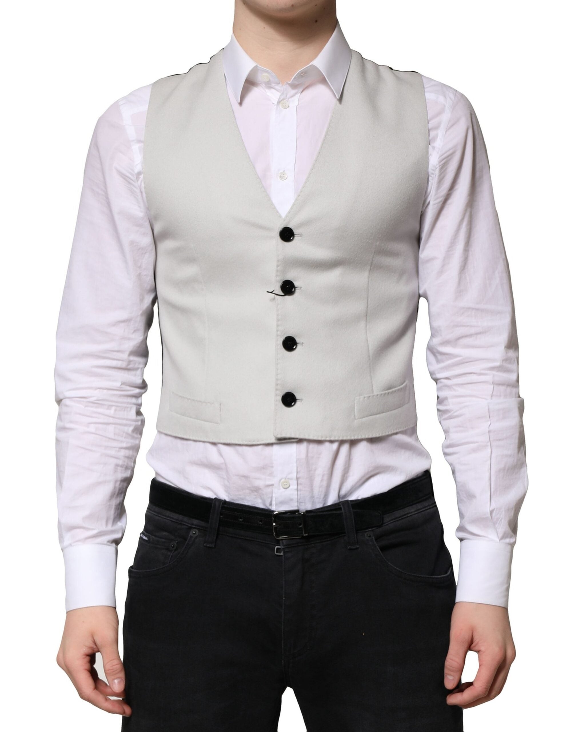 Gray Wool Dress Formal Men Waistcoat Vest - ventzia