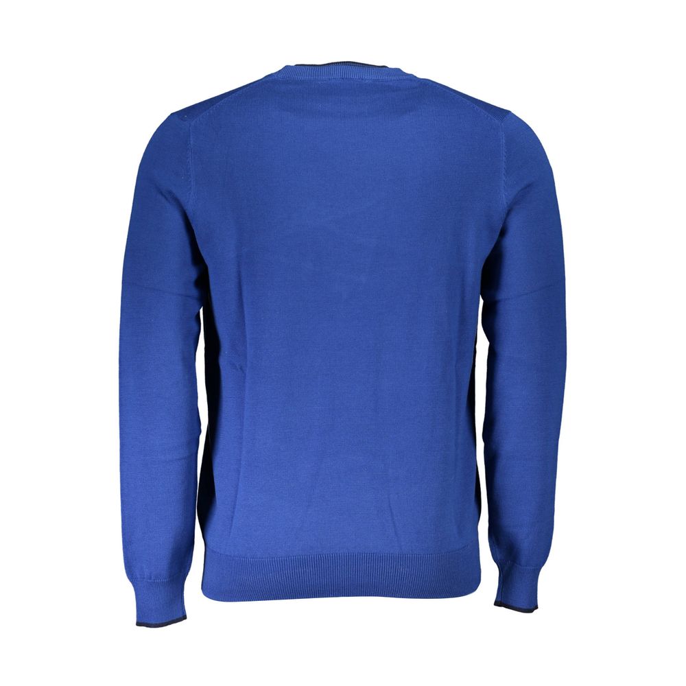 Blue Cotton Men Sweater - ventzia