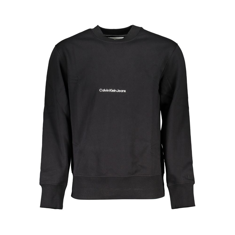 Sleek Black Crew Neck Fleece Sweatshirt - ventzia