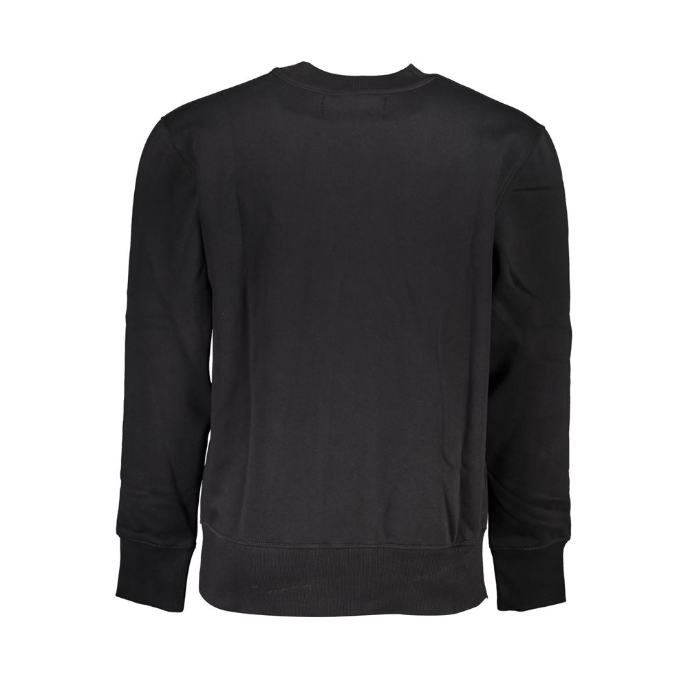 Sleek Black Crew Neck Fleece Sweatshirt - ventzia