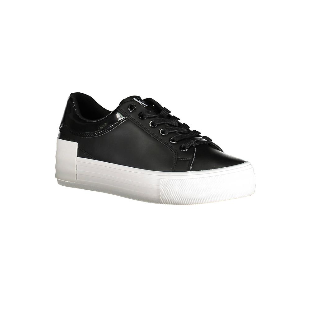 Black Leather Women Sneaker - ventzia