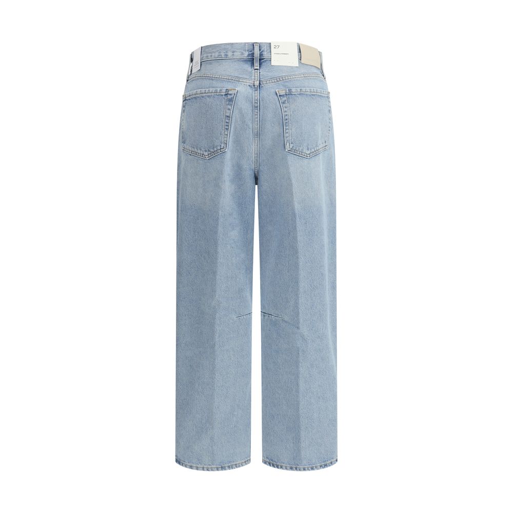 Light Blue Cotton Straight-Leg Jeans - ventzia