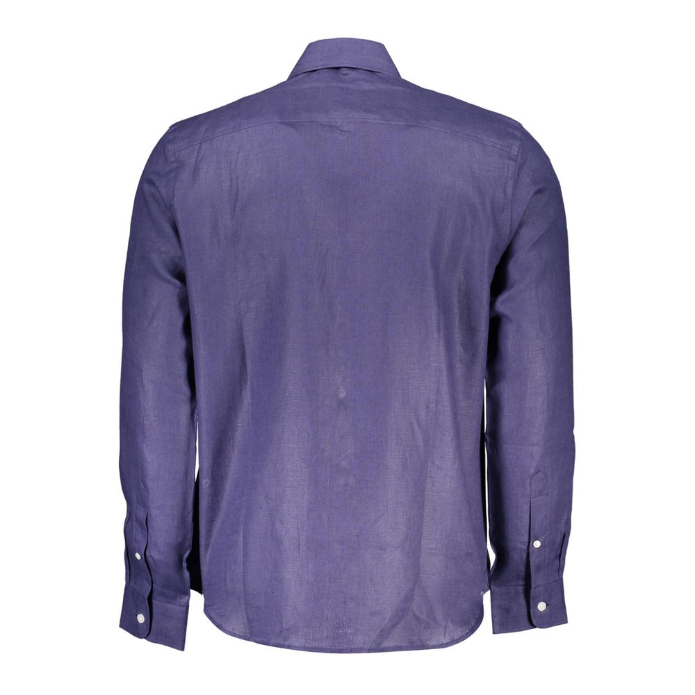 Blu Linen Men Shirt - ventzia