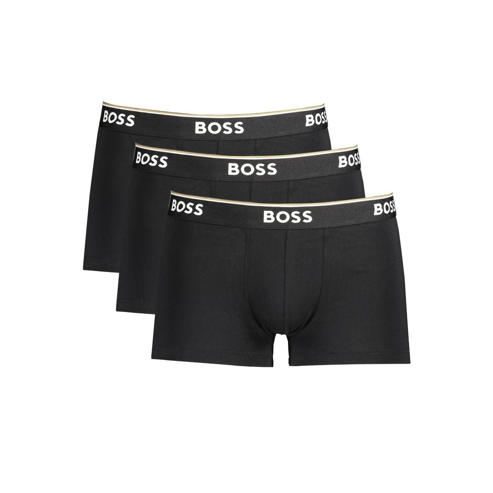 Black Cotton Men's Boxer Briefs - ventzia
