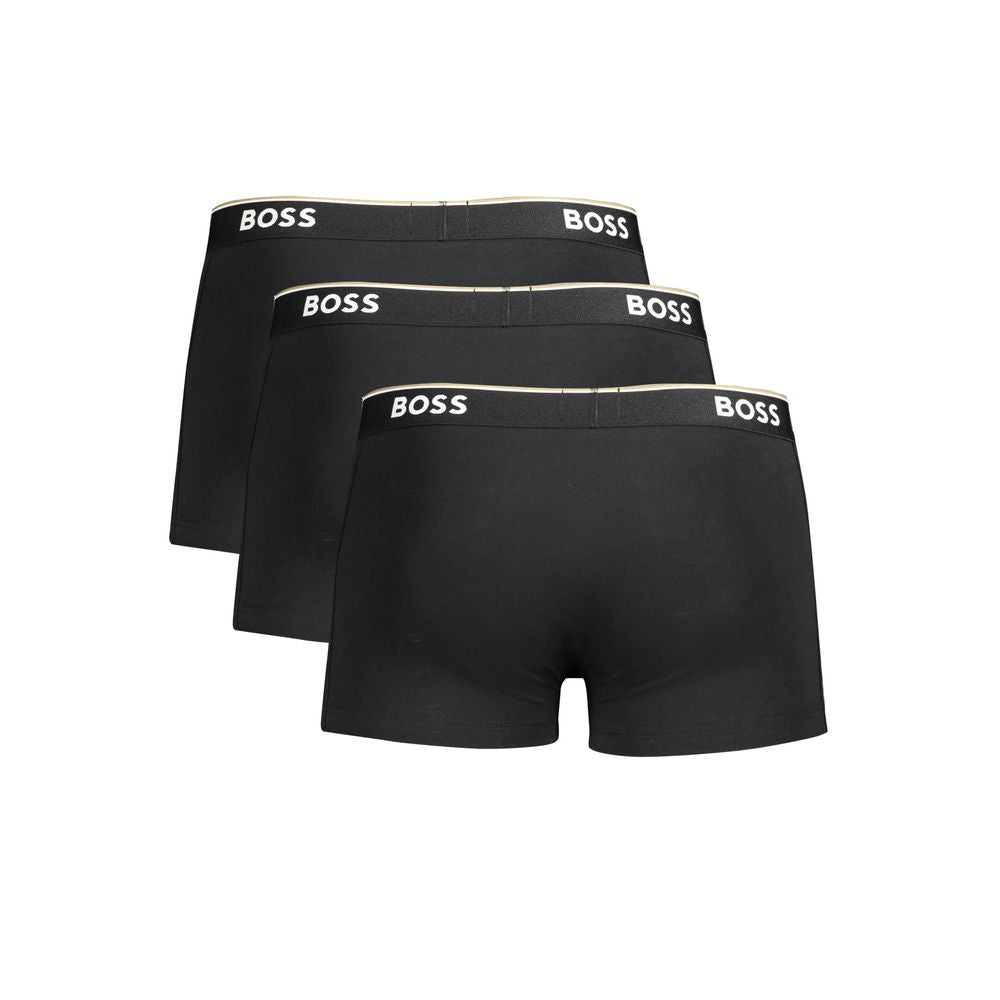 Black Cotton Men's Boxer Briefs - ventzia