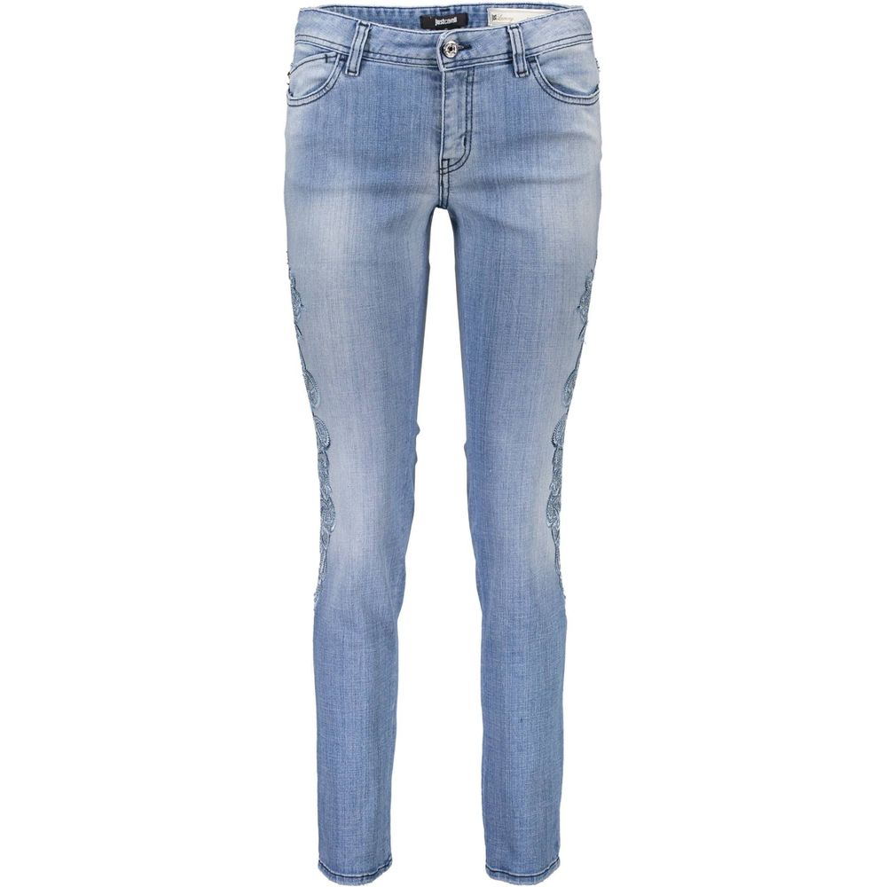 Light Blue Cotton Women Jeans - ventzia