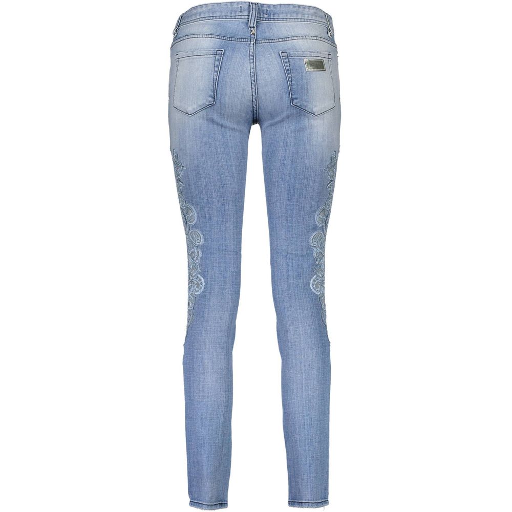 Light Blue Cotton Women Jeans - ventzia