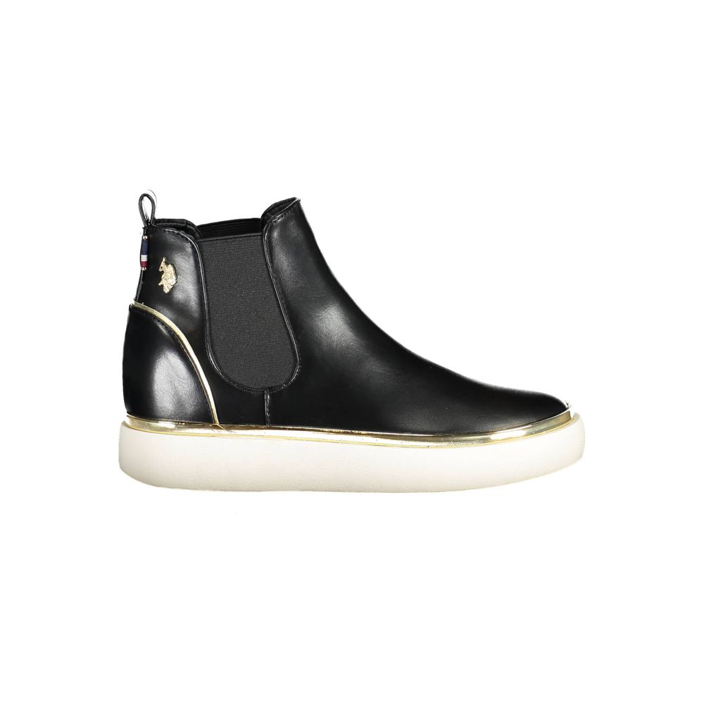 Black Polyester Women Ankle Boot - ventzia