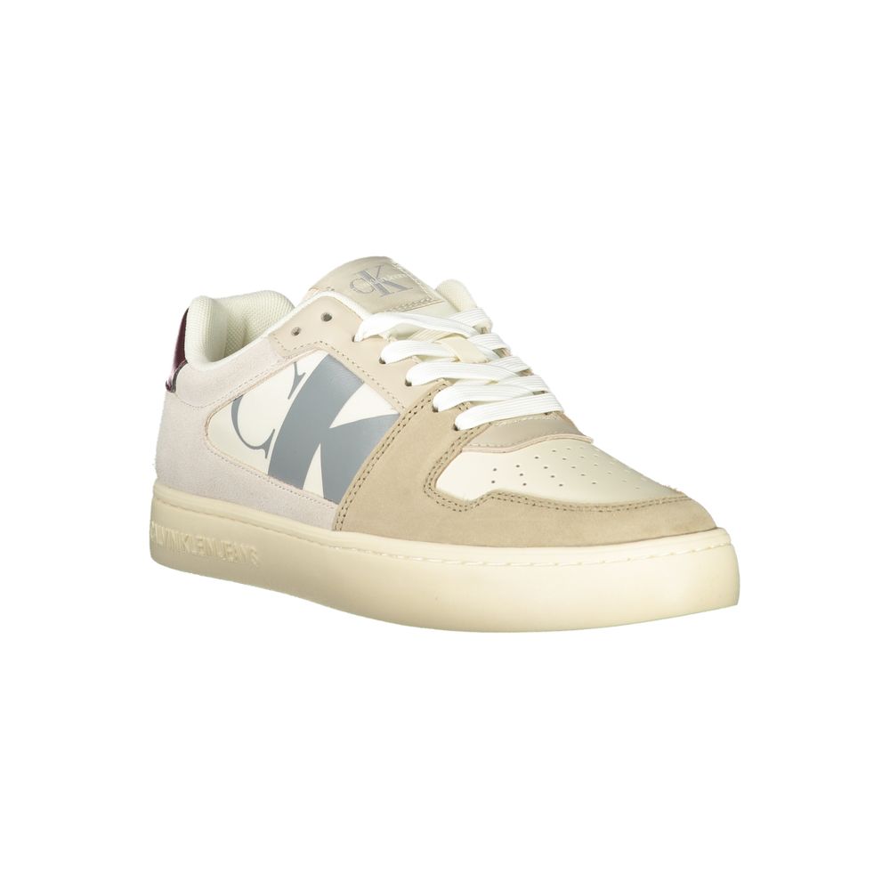 Beige Polyurethane Men Sneaker - ventzia