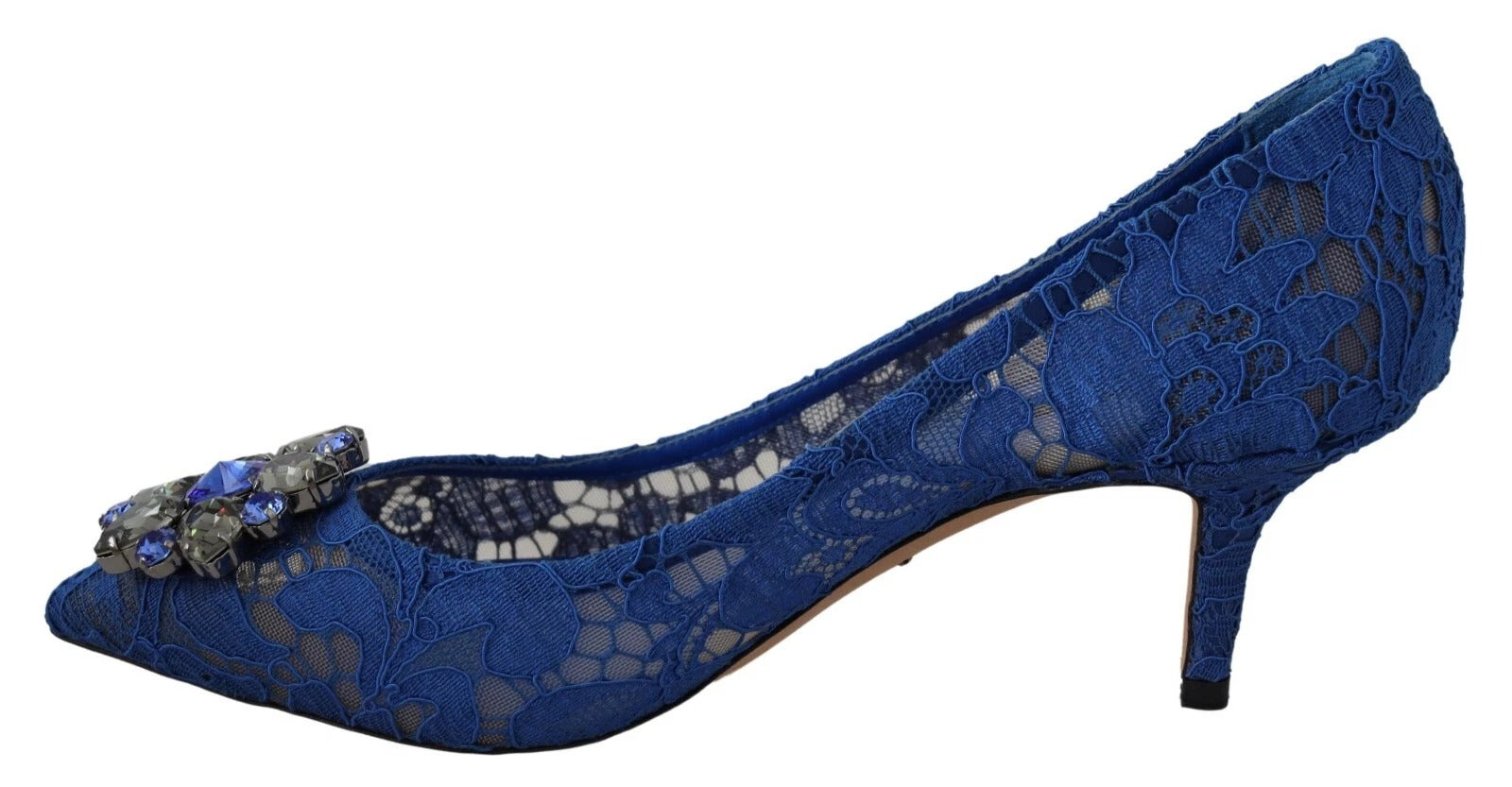 Blue Lace Crystal Ballet Pumps Shoes - ventzia