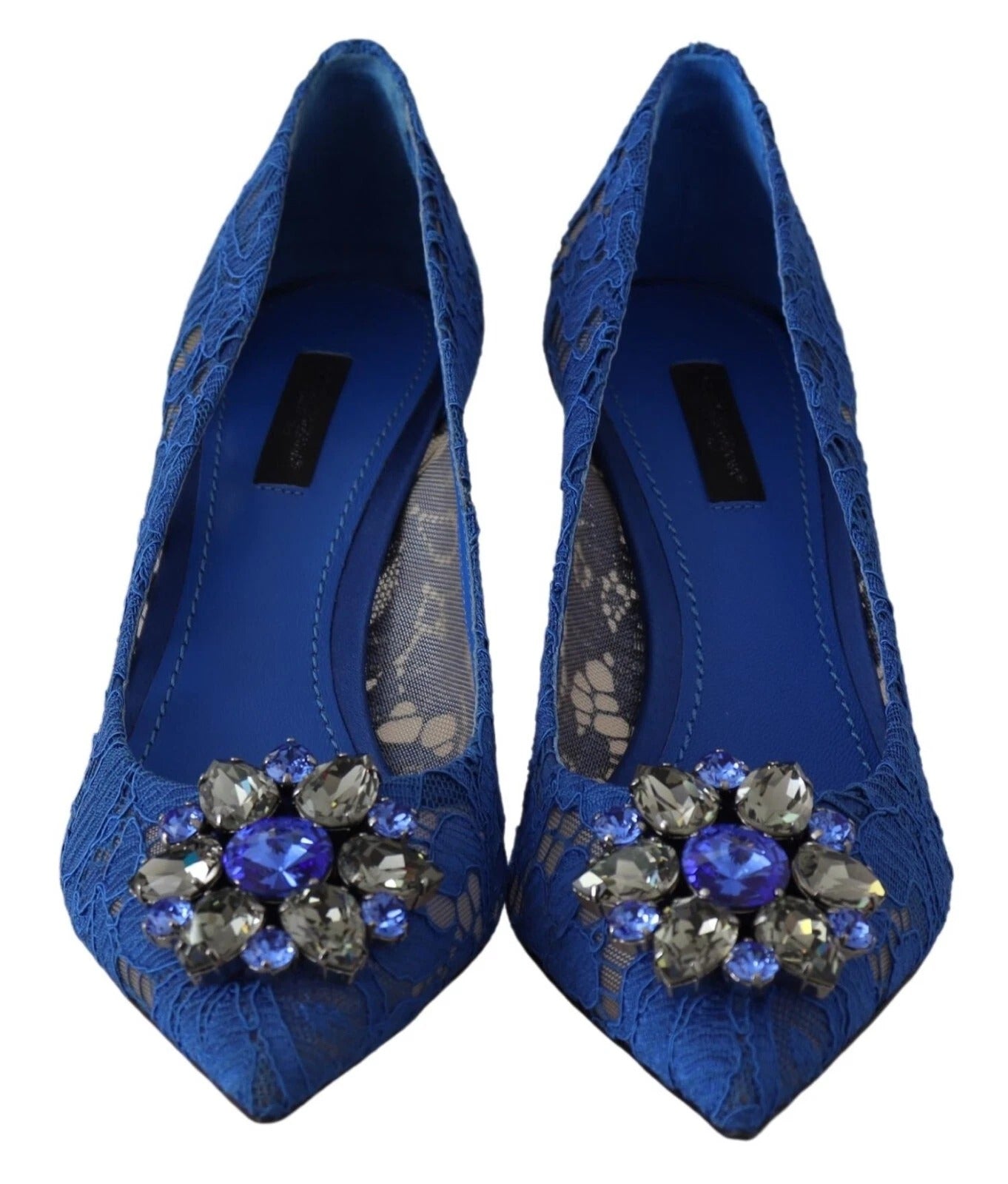Blue Lace Crystal Ballet Pumps Shoes - ventzia