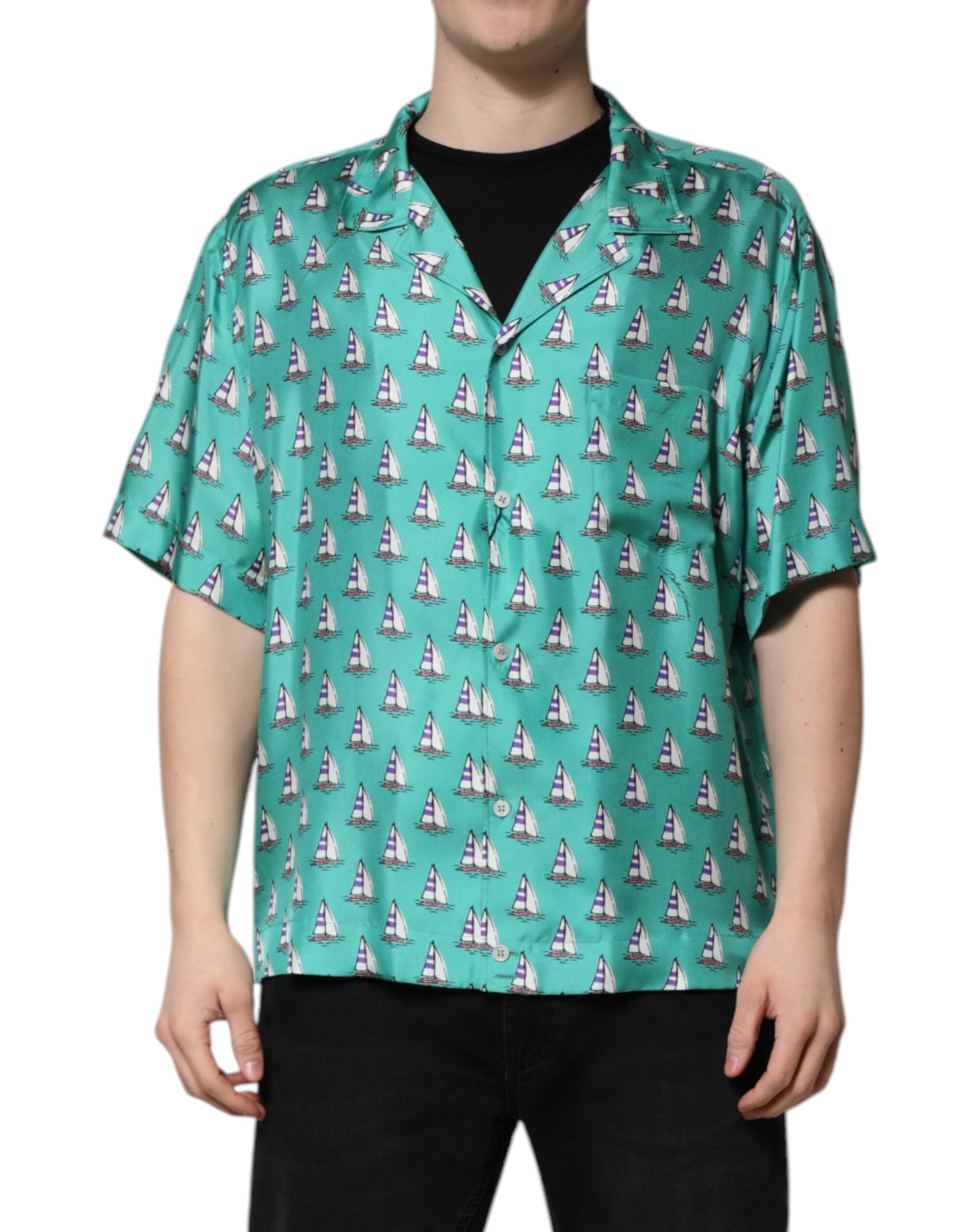 Green Printed Short Sleeves Casual Shirt - ventzia