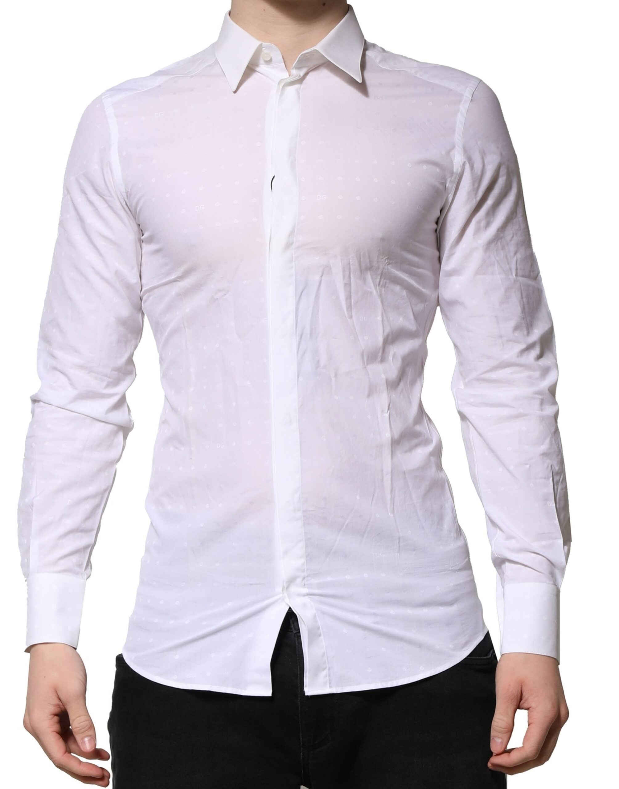 White Cotton GOLD Long Sleeves Formal Shirt - ventzia
