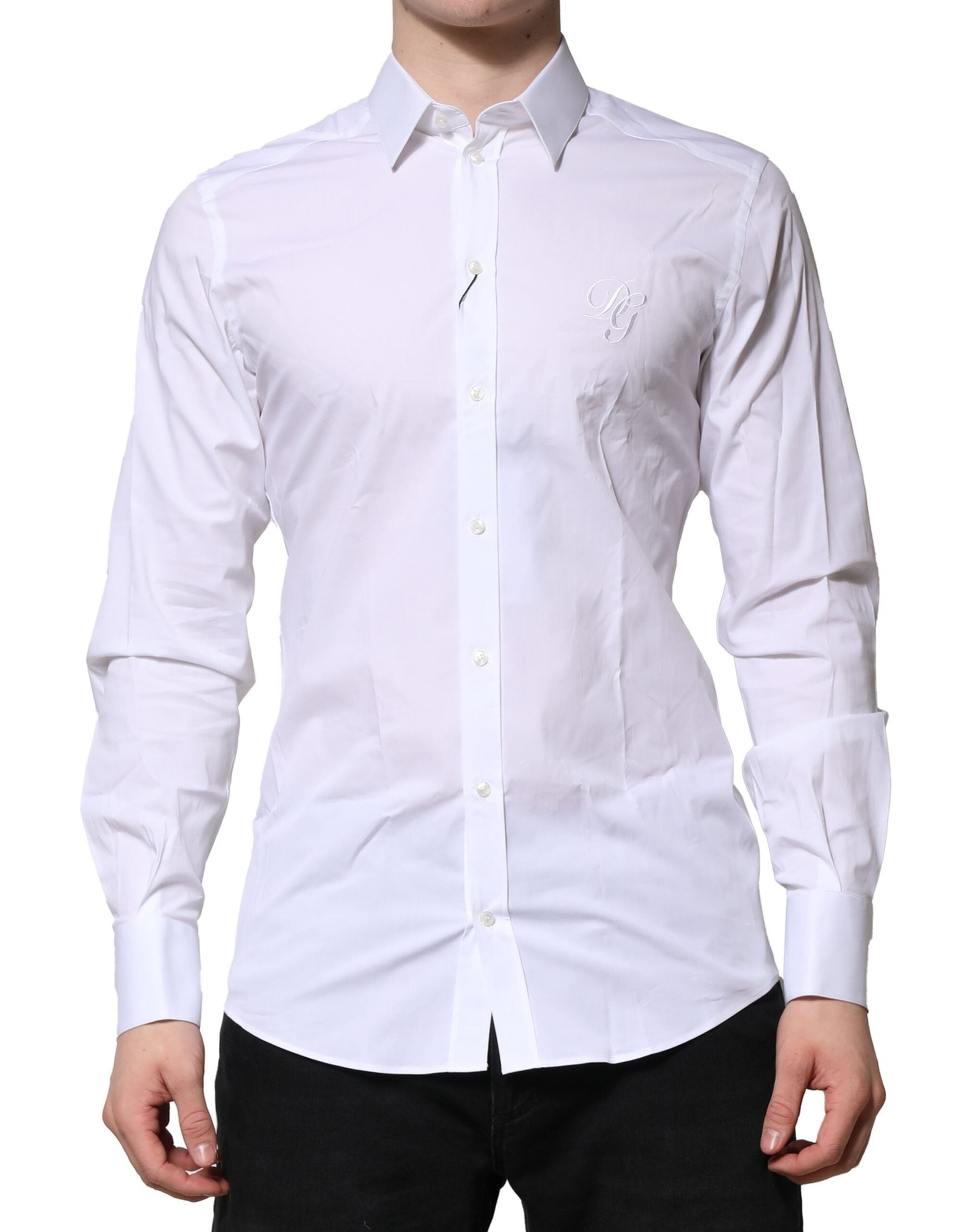 White Cotton GOLD Long Sleeves Formal Shirt - ventzia