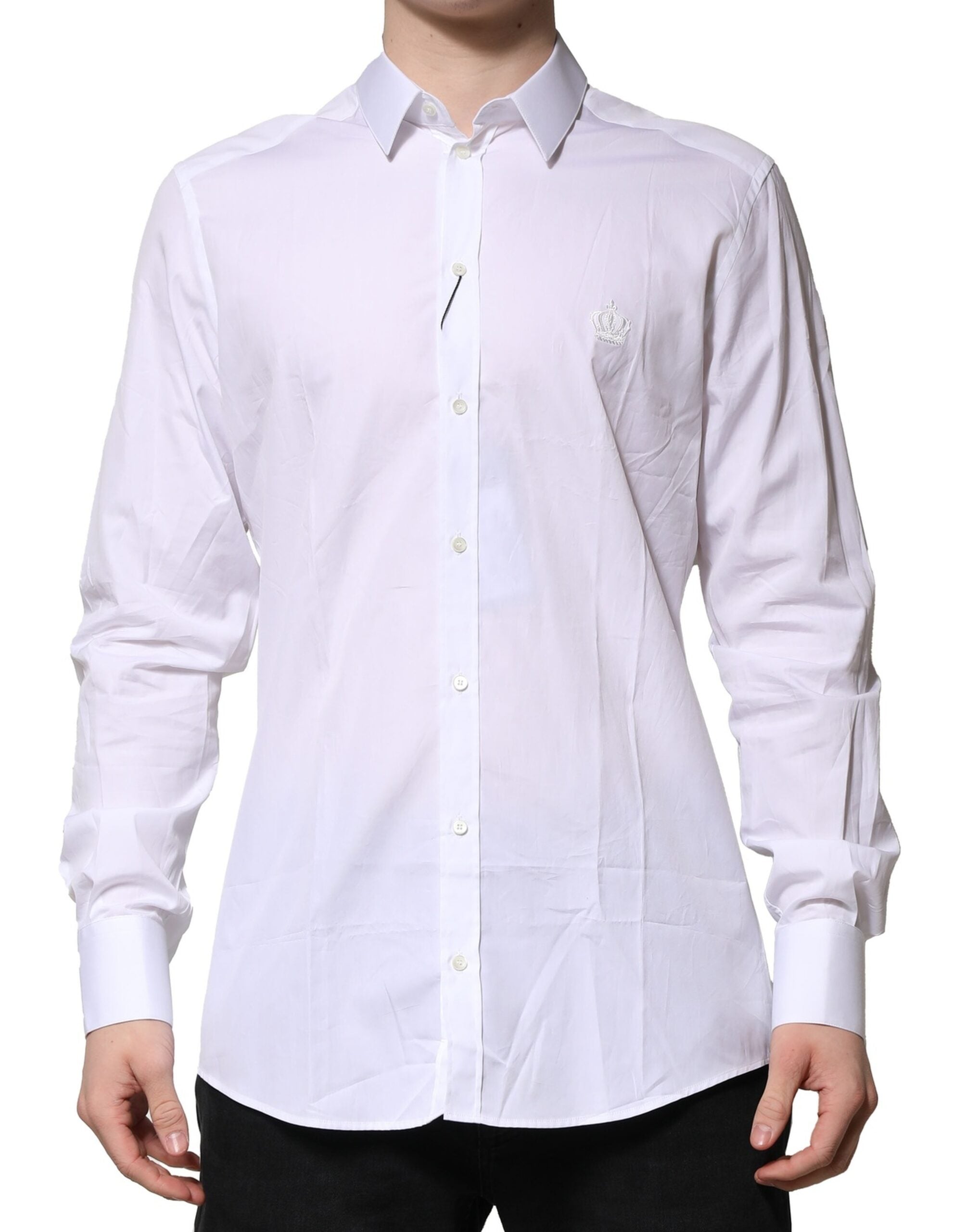 White Cotton GOLD Long Sleeves Formal Shirt - ventzia