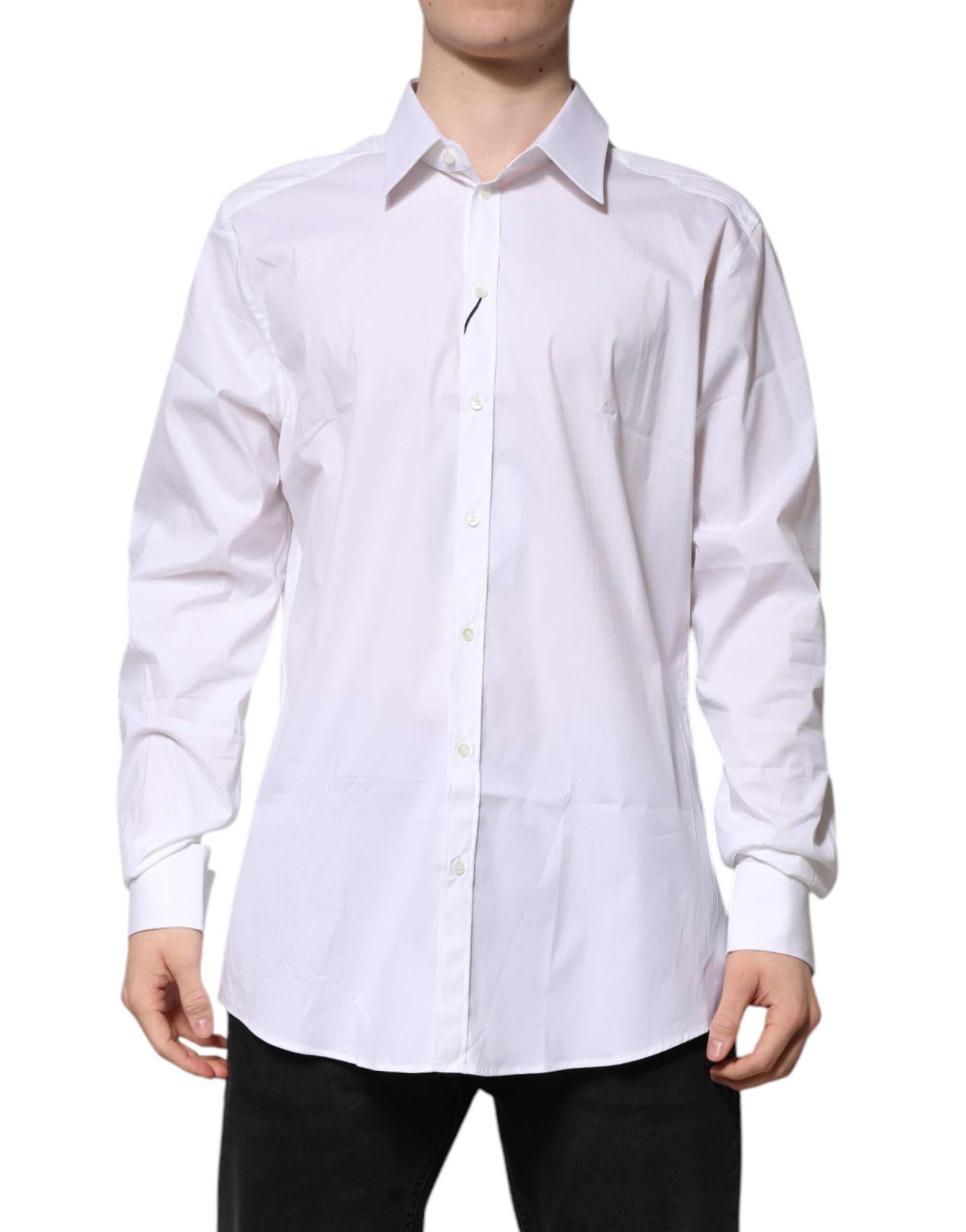 White Cotton GOLD Long Sleeves Formal Shirt - ventzia