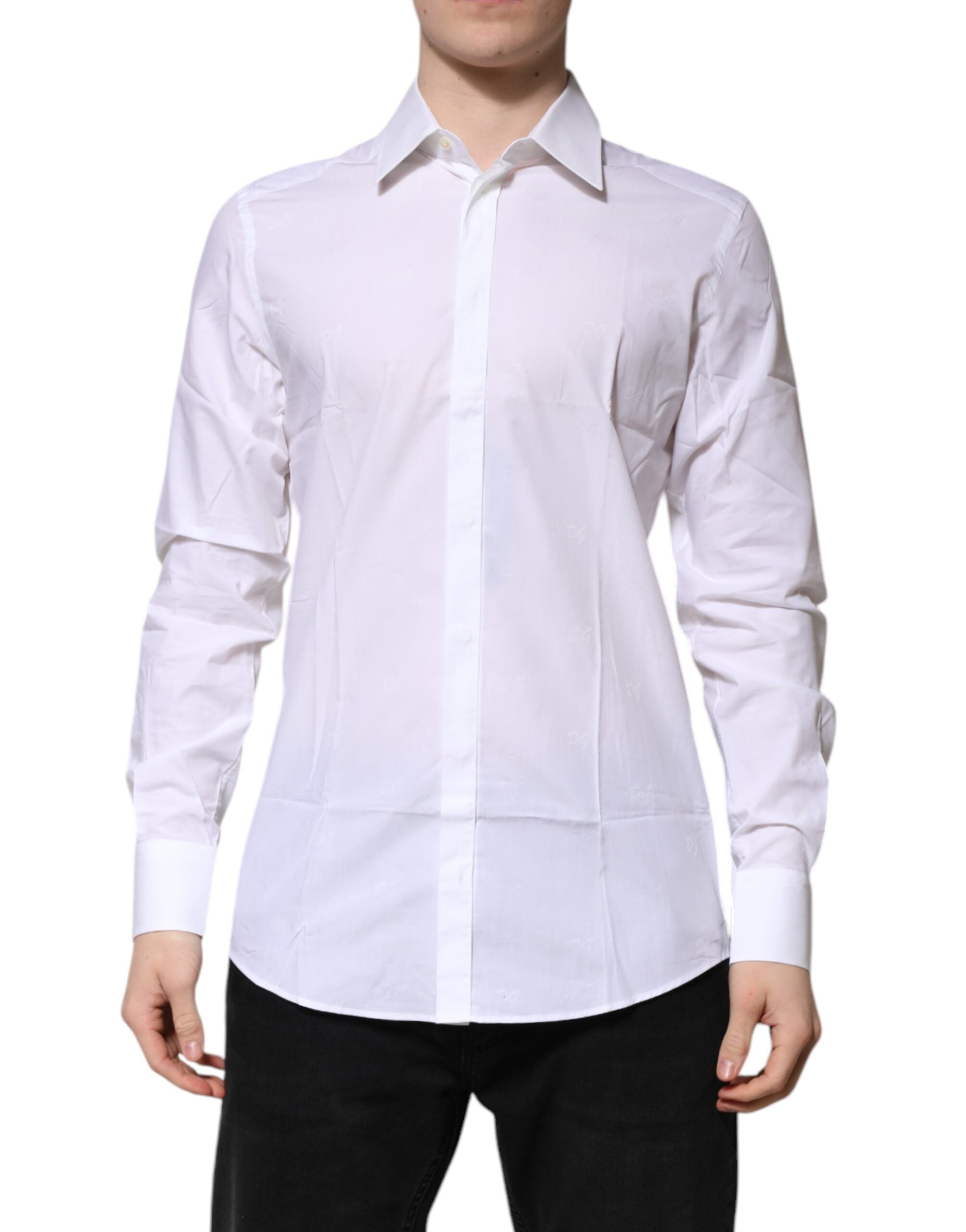 White Cotton GOLD Long Sleeves Formal Shirt - ventzia