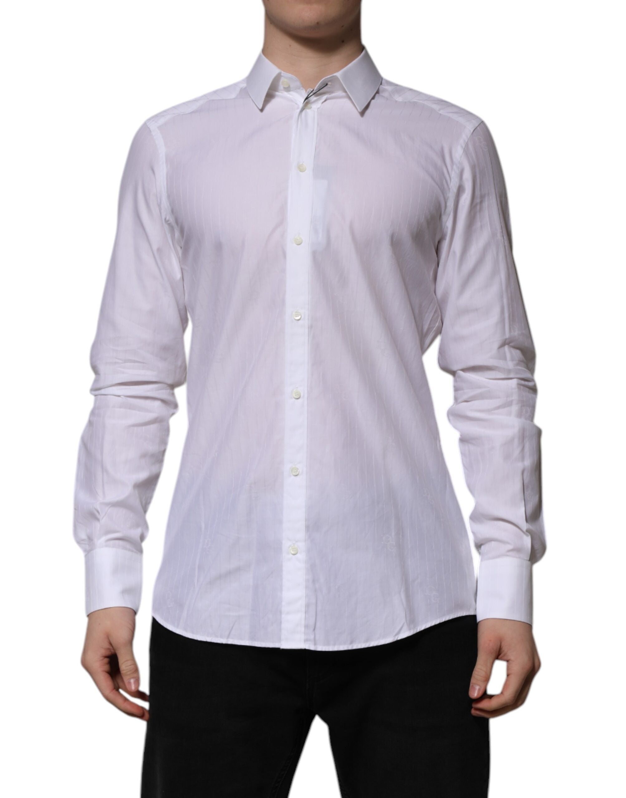 White Cotton MARTINI Long Sleeve Formal Shirt - ventzia