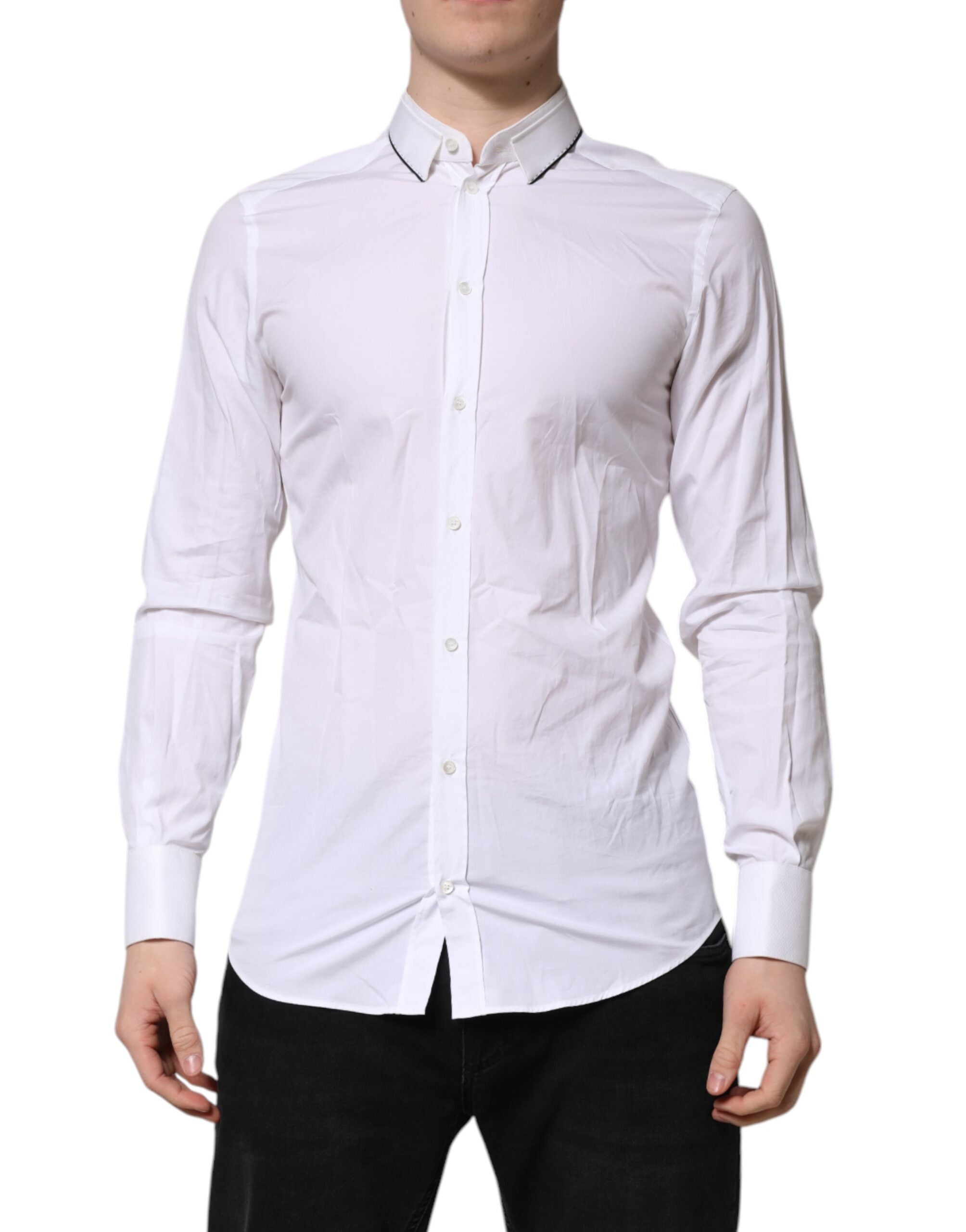 White Cotton GOLD Long Sleeves Formal Shirt - ventzia