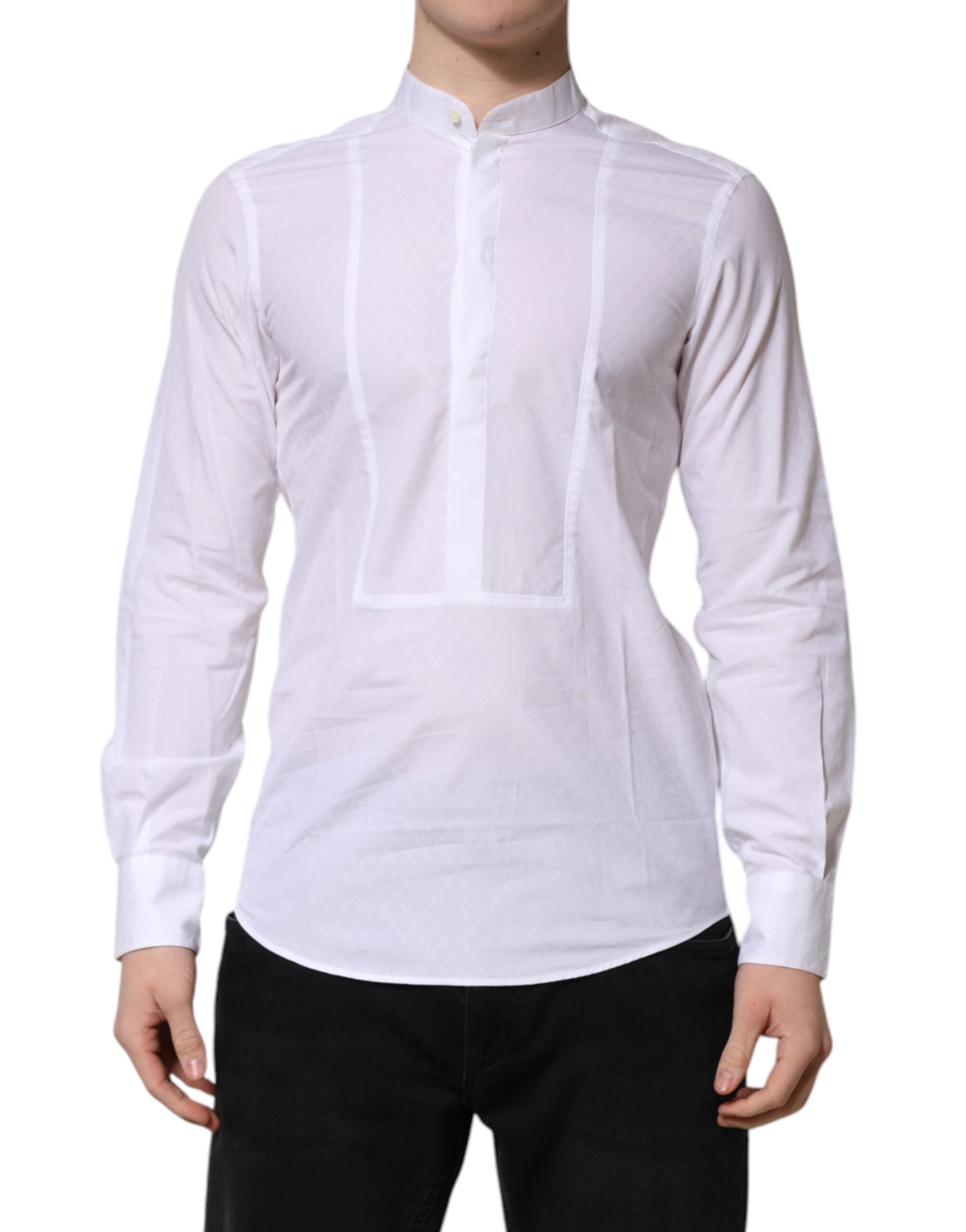 White Cotton Slim Long Sleeves Formal Shirt - ventzia