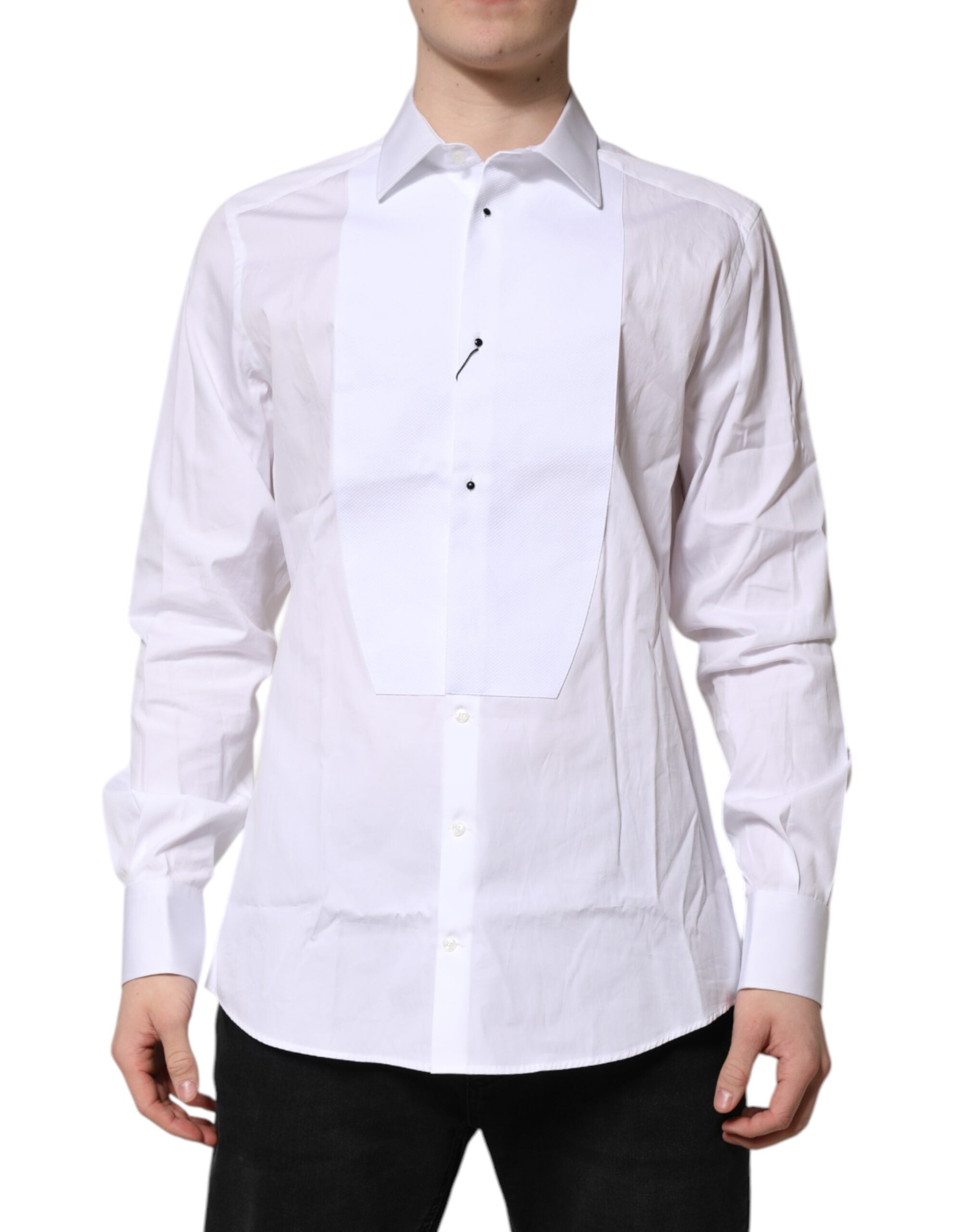 White Silk Bib Poplin GOLD Men Formal Shirt - ventzia