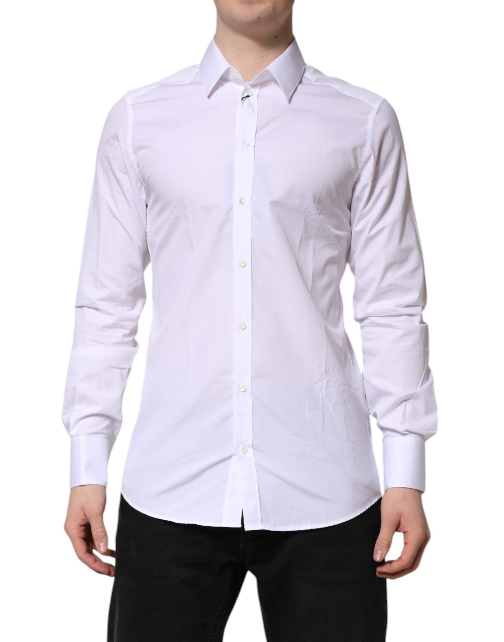 White GOLD Long Sleeves Dress Formal Shirt - ventzia