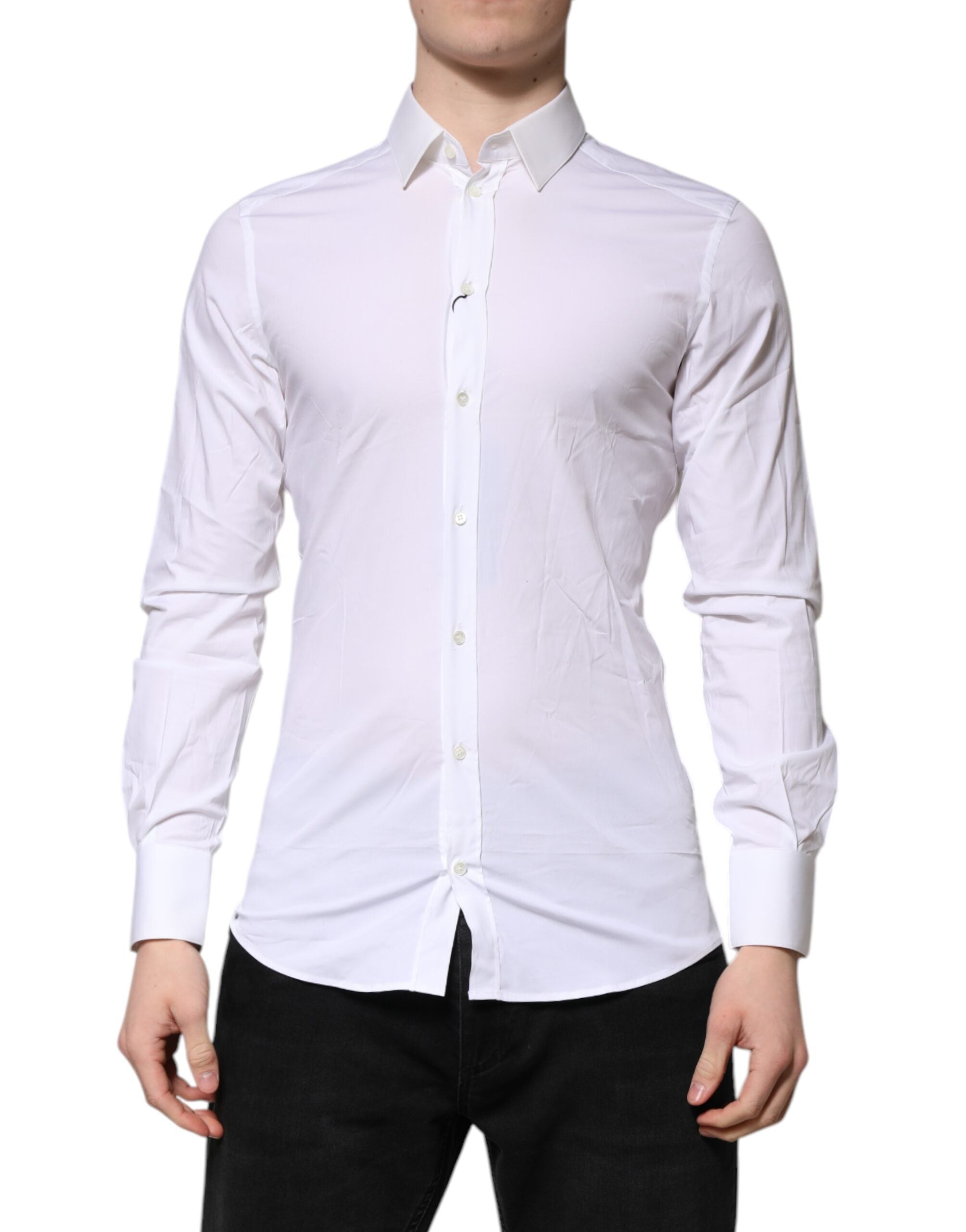 White GOLD Long Sleeves Dress Formal Shirt - ventzia