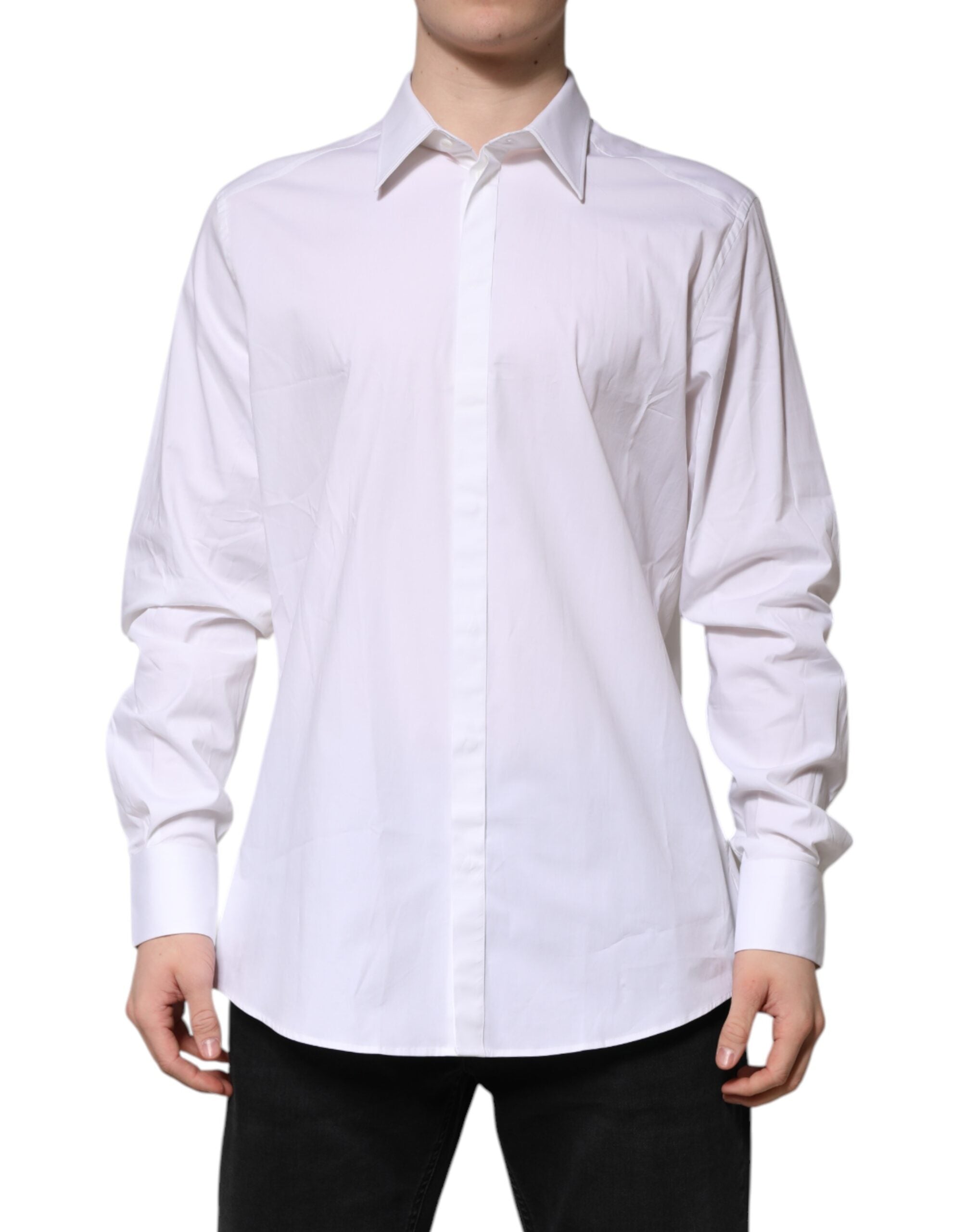 White MARTINI Long Sleeve Dress Formal Shirt - ventzia