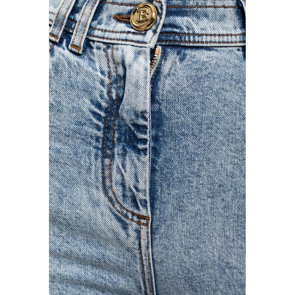Blue Cotton Women's High-Waisted Jean - ventzia