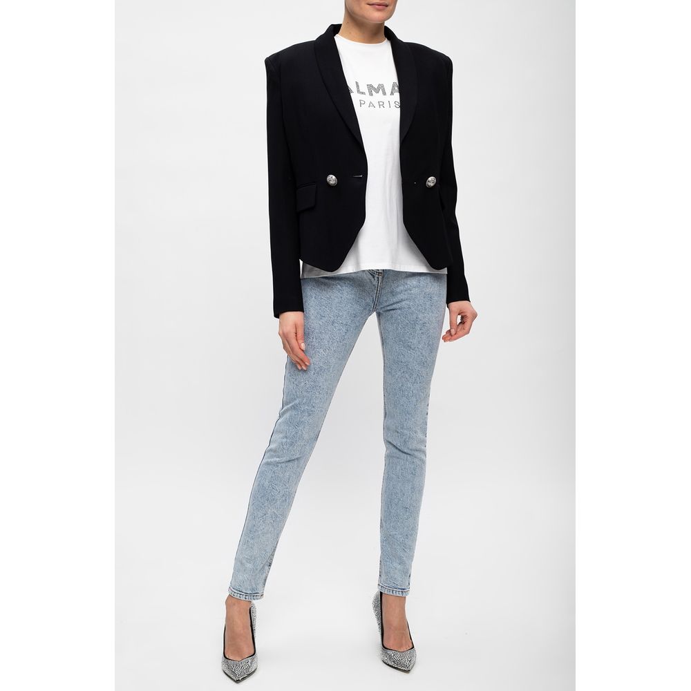 Blue Cotton Women's High-Waisted Jean - ventzia
