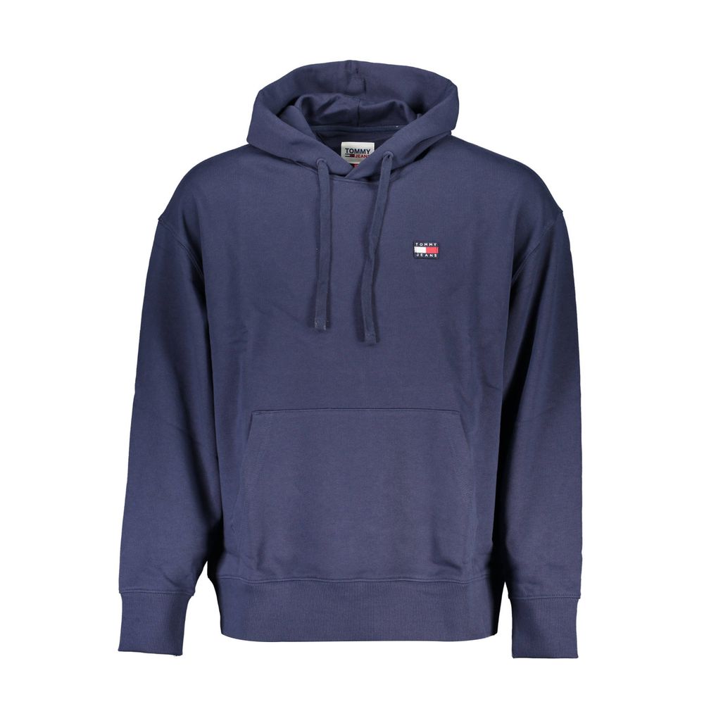 Blue Cotton Men Sweater with Hood