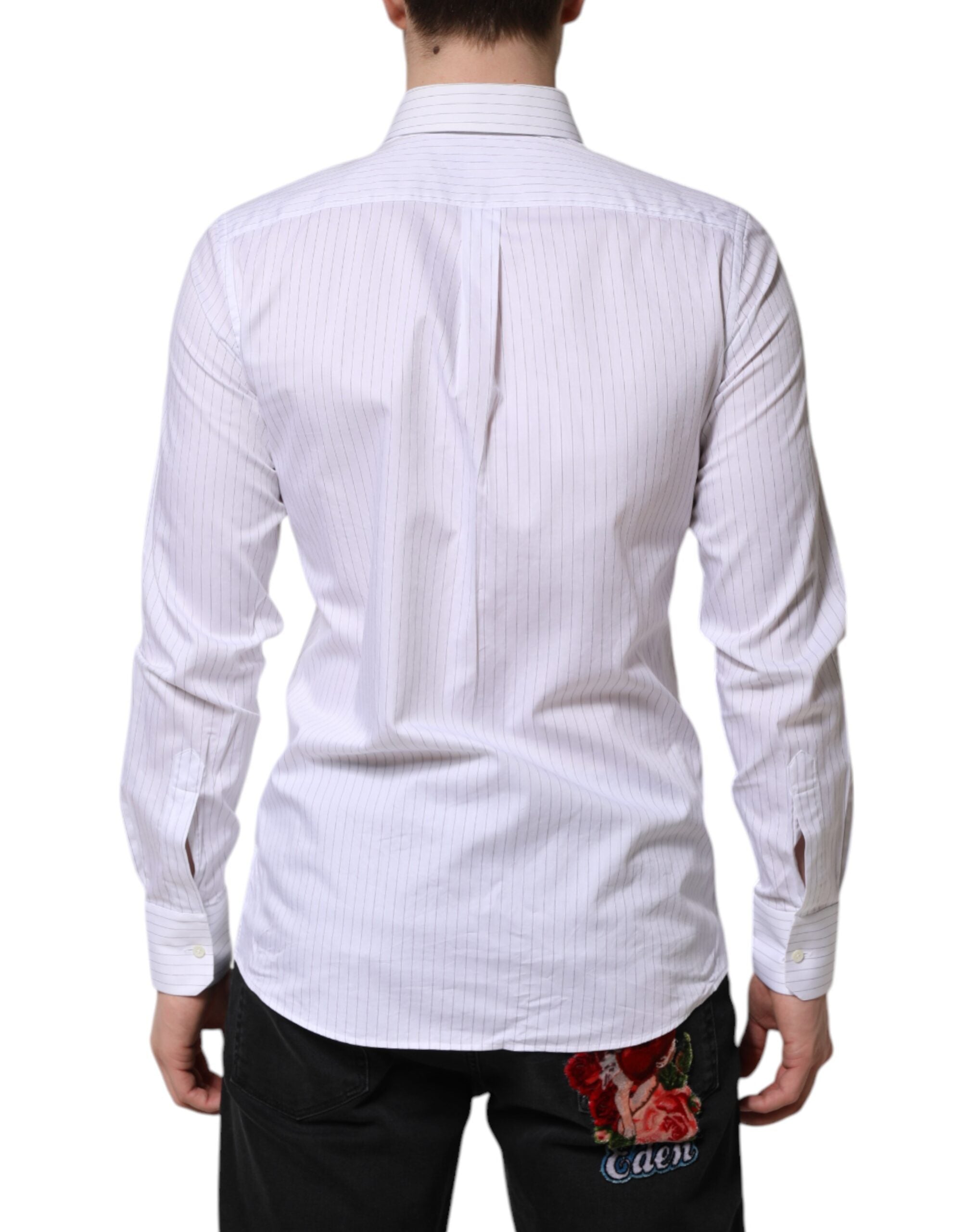 White Stripes Cotton Long Sleeve Formal Shirt - ventzia