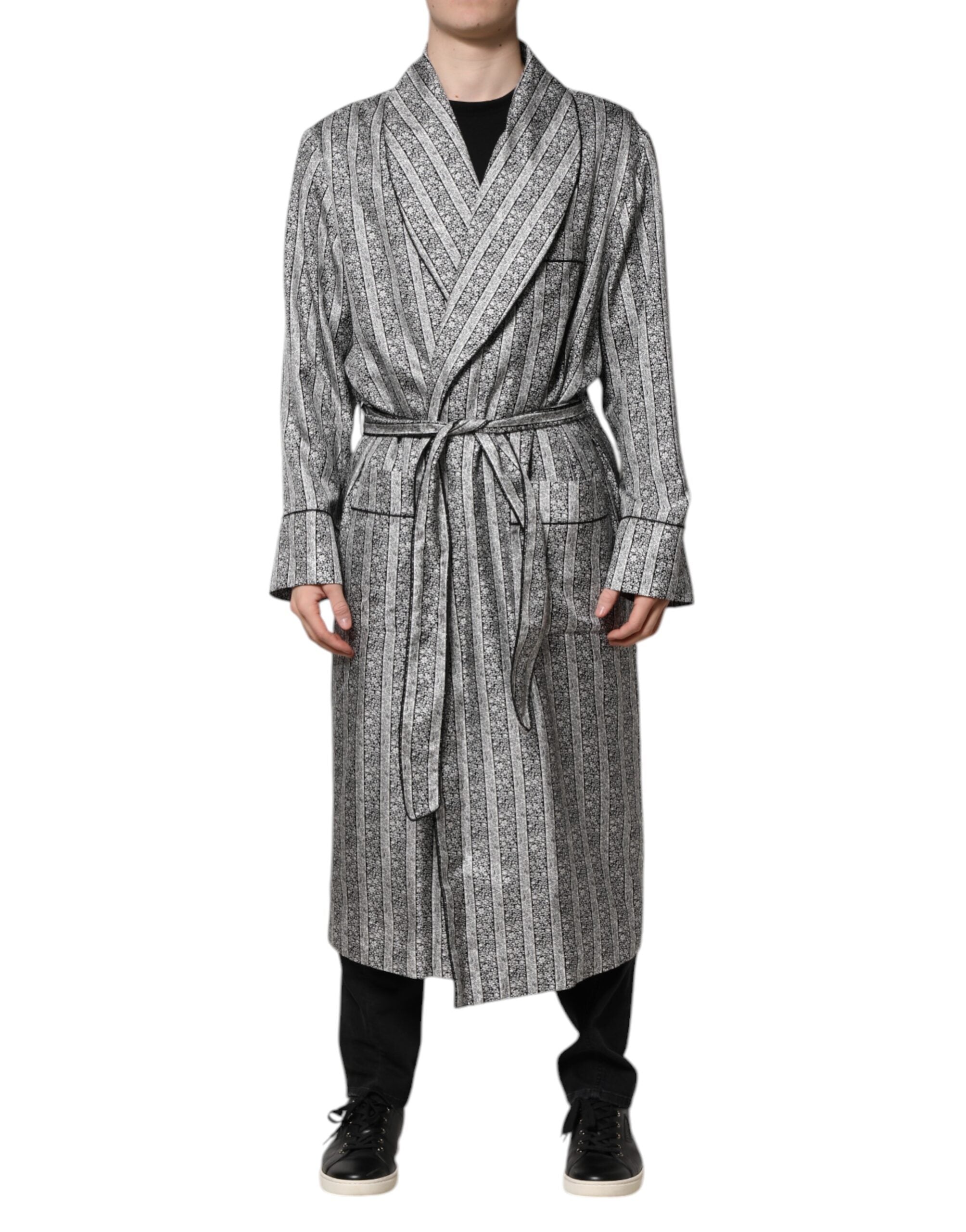 Multicolor Floral Robe Coat Wrap Jacket - ventzia