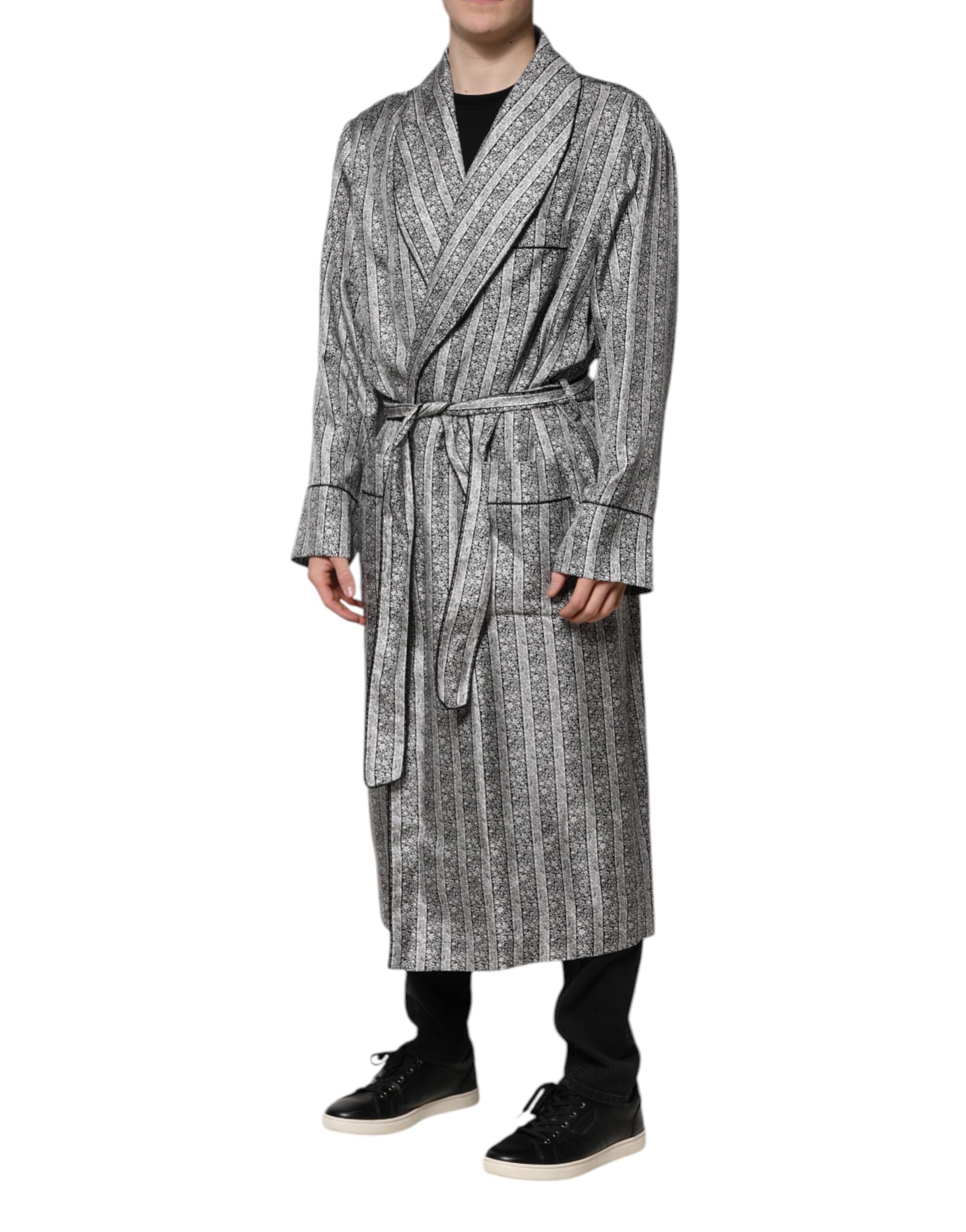 Multicolor Floral Robe Coat Wrap Jacket - ventzia