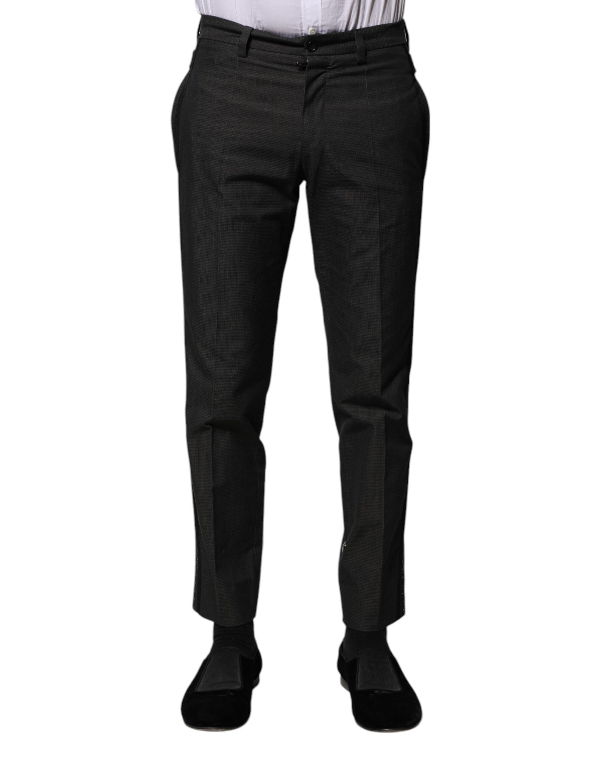 Gray Cotton Patterned Formal Pants - ventzia