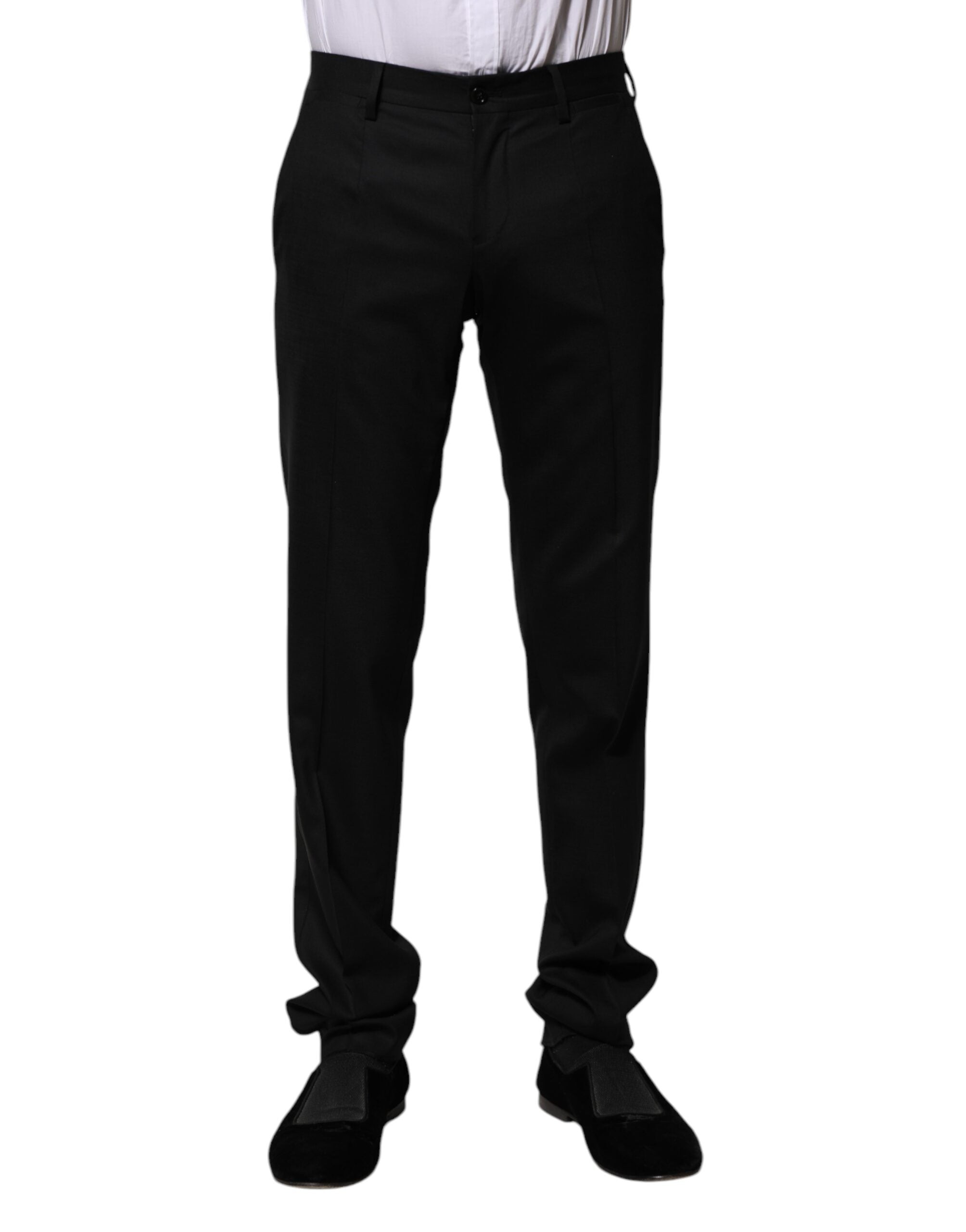 Black Wool Formal Dress Pants - ventzia