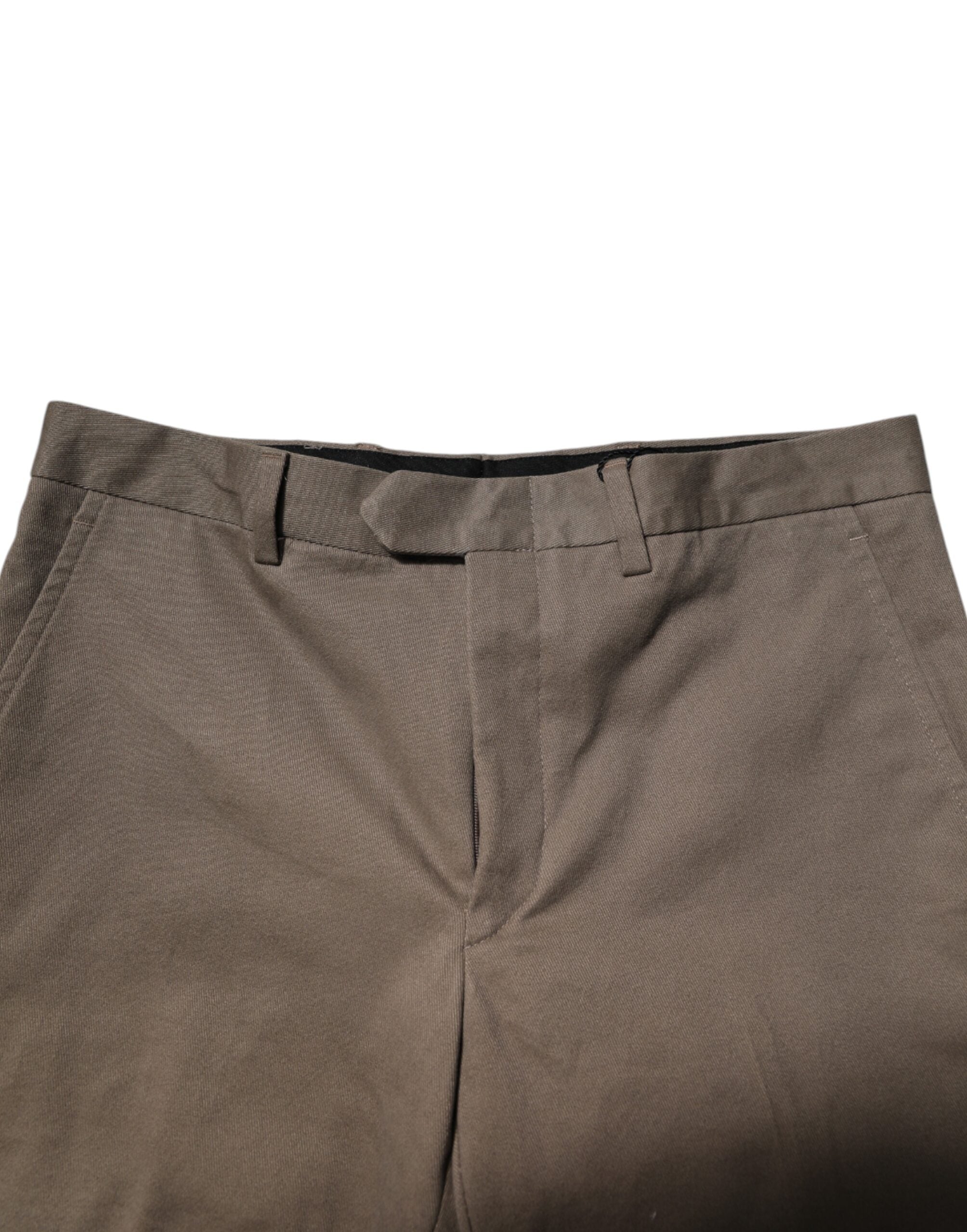 Brown Cotton Tapered Formal Dress Pants - ventzia