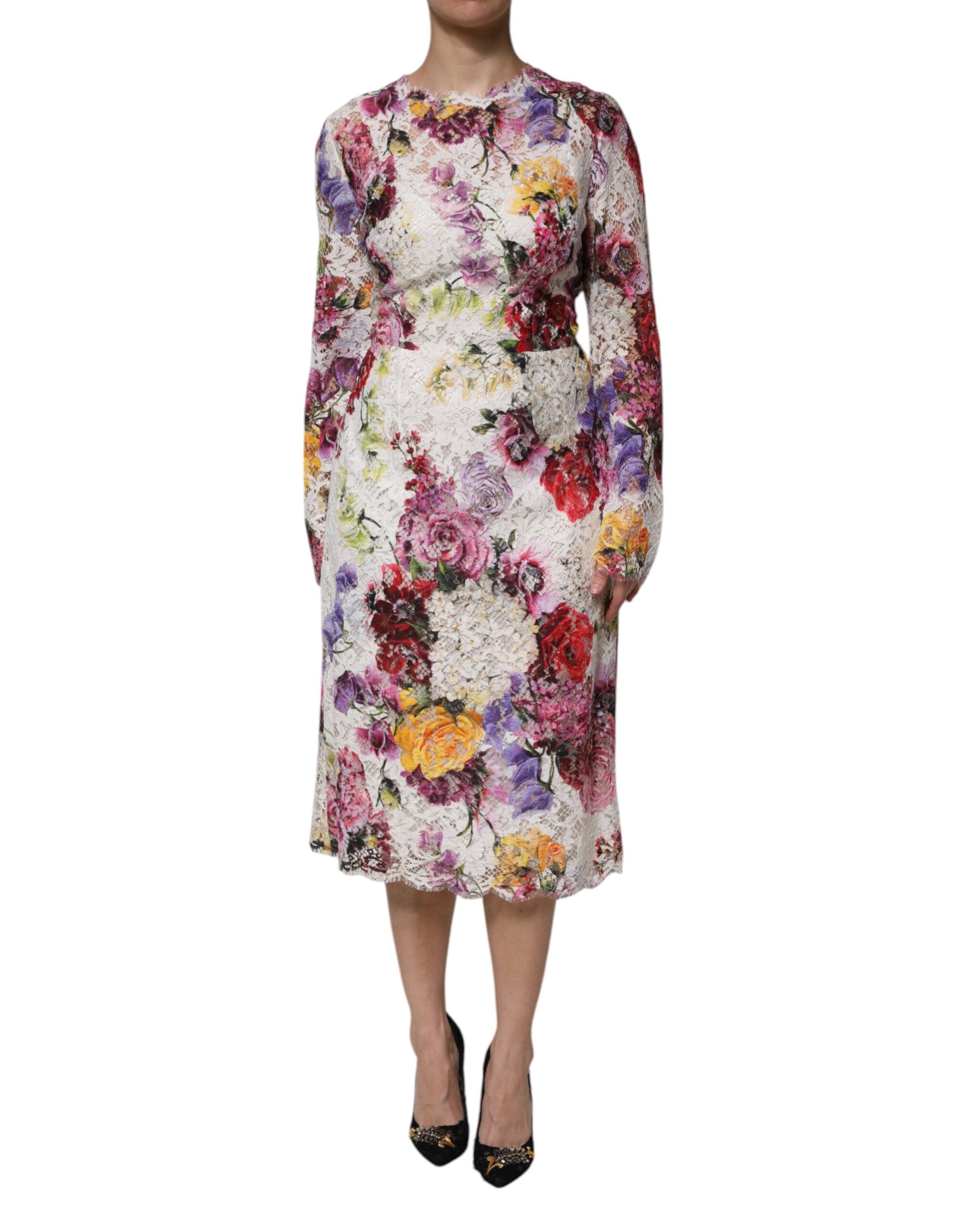 Multicolor Floral Long Sleeve A-line Dress - ventzia
