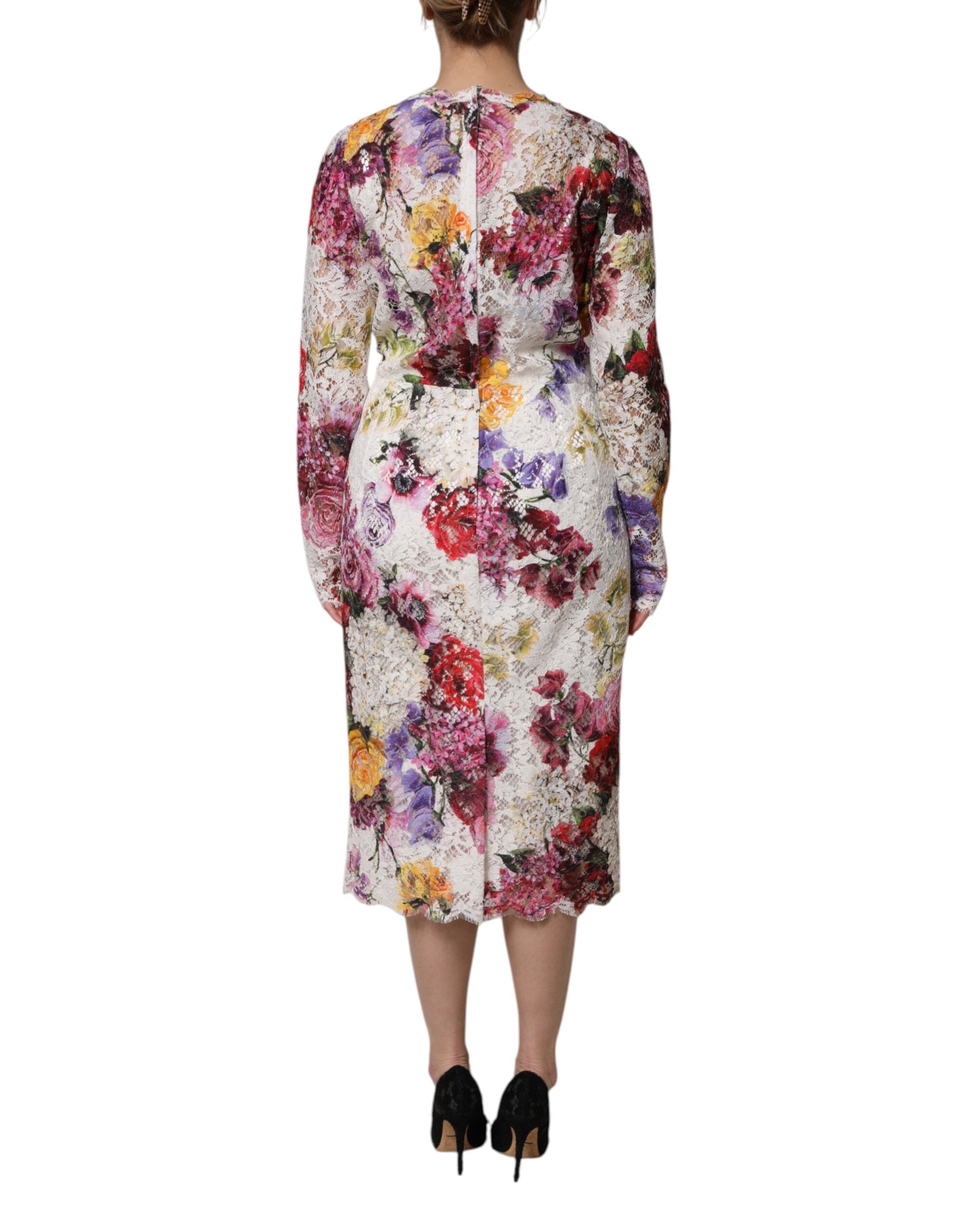 Multicolor Floral Long Sleeve A-line Dress - ventzia