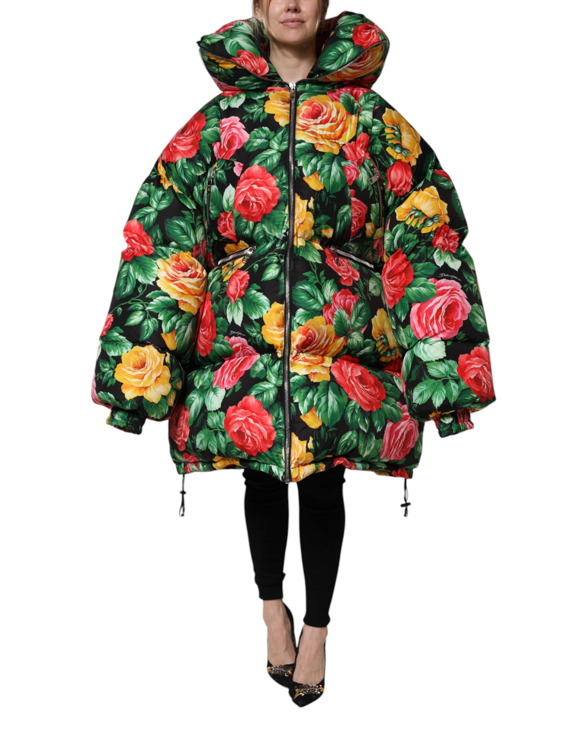 Multicolor Floral Puffer Hooded Jacket - ventzia