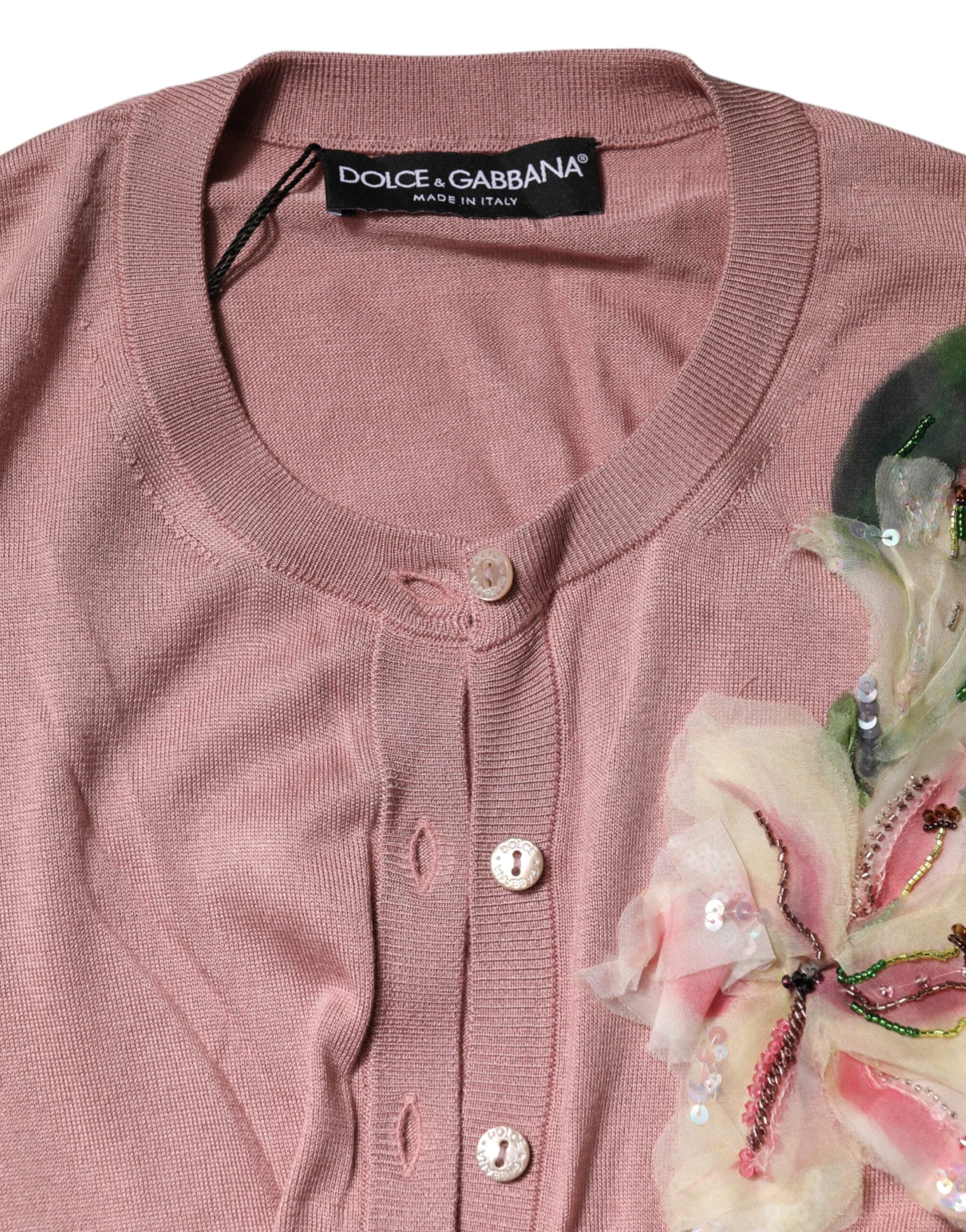 Pink Silk Knit Button Down Cardigan Sweater - ventzia